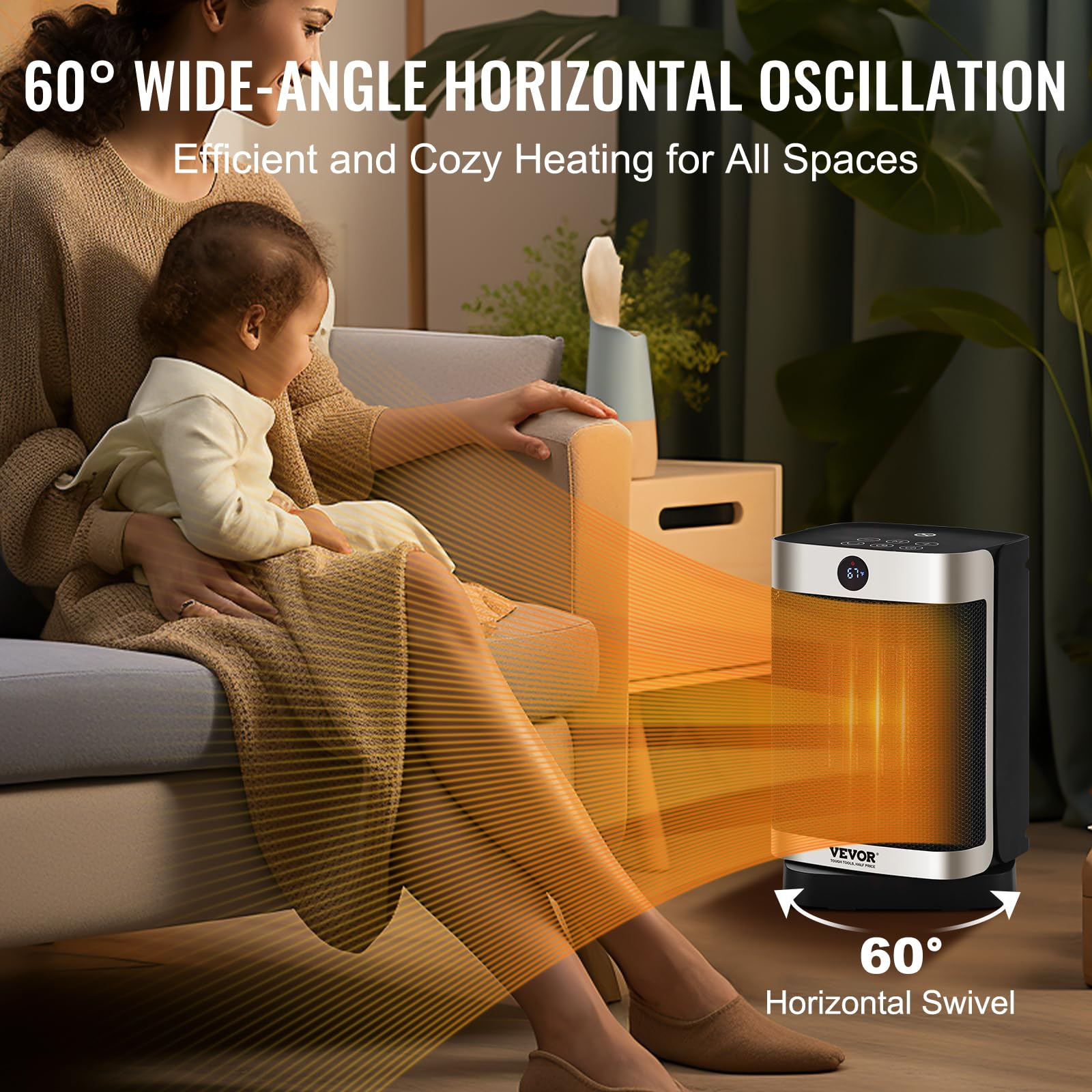 Foto 6 pulgar | Calentador Eléctrico Vevor Con Termostato Remoto De 1500 W - Venta Internacional.