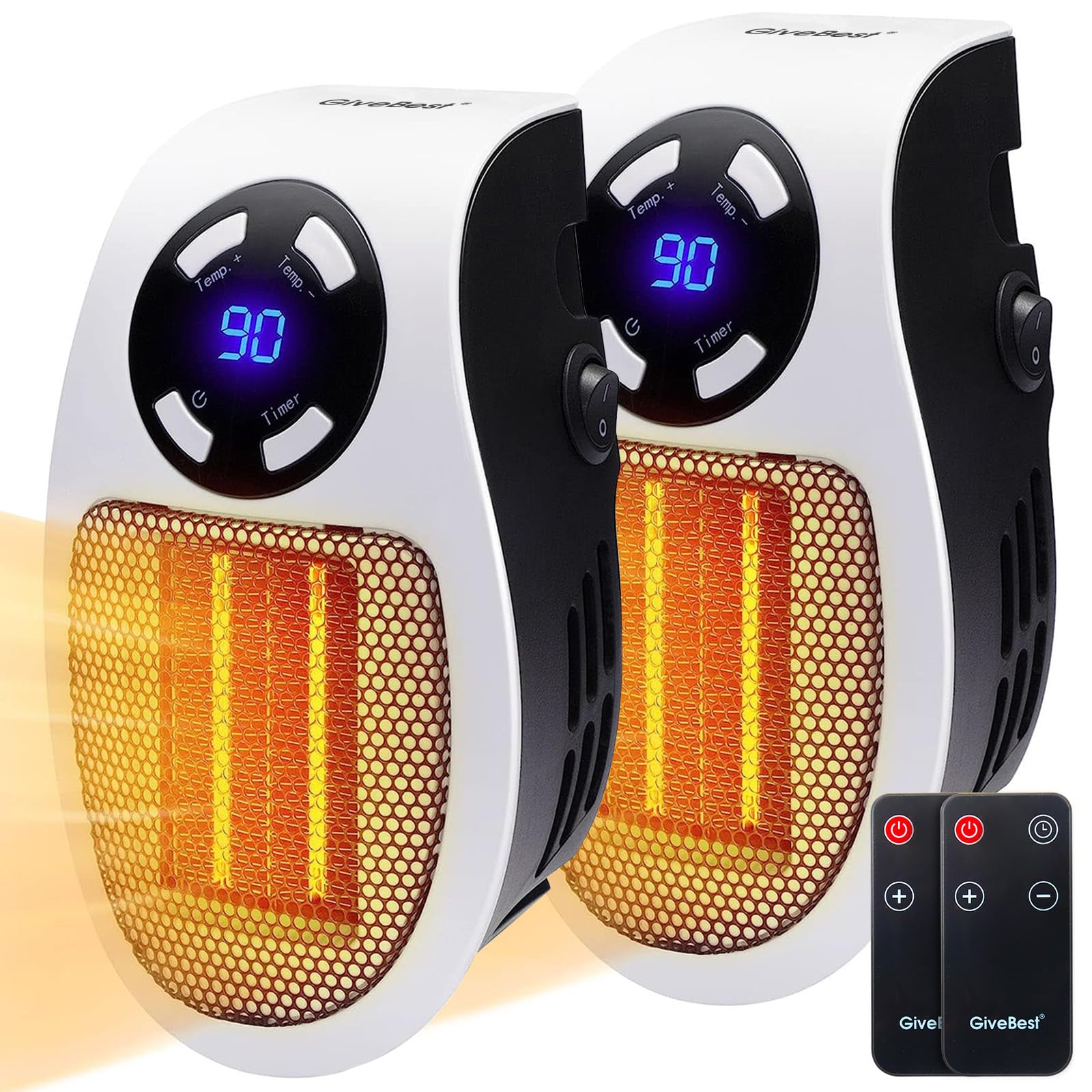 Foto 1 | Enchufe De Pared Remoto Space Heater Givebest, Eléctrico, 450 W, Paquete De 2 - Venta Internacional.