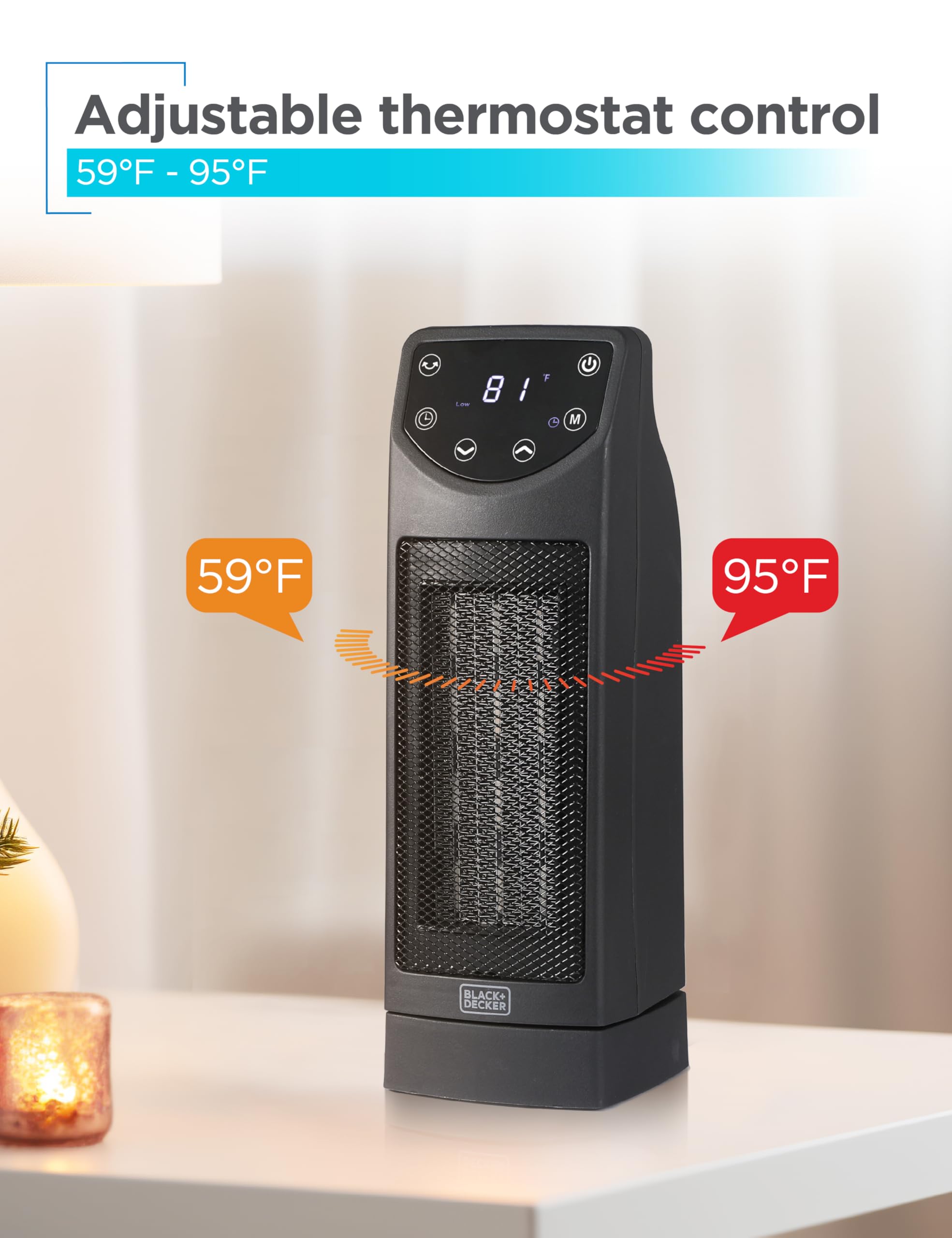 Foto 6 pulgar | Calentador Cerámico De Sobremesa Black+decker Oscilante Con Mando A Distancia - Venta Internacional.