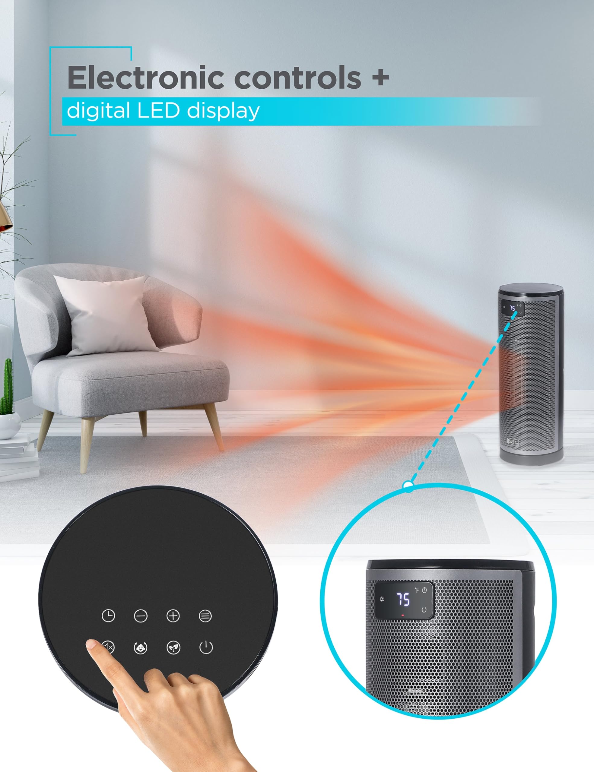 Foto 2 | Torre Oscilante Cerámica Space Heater Black+decker Bhtc209 - Venta Internacional.