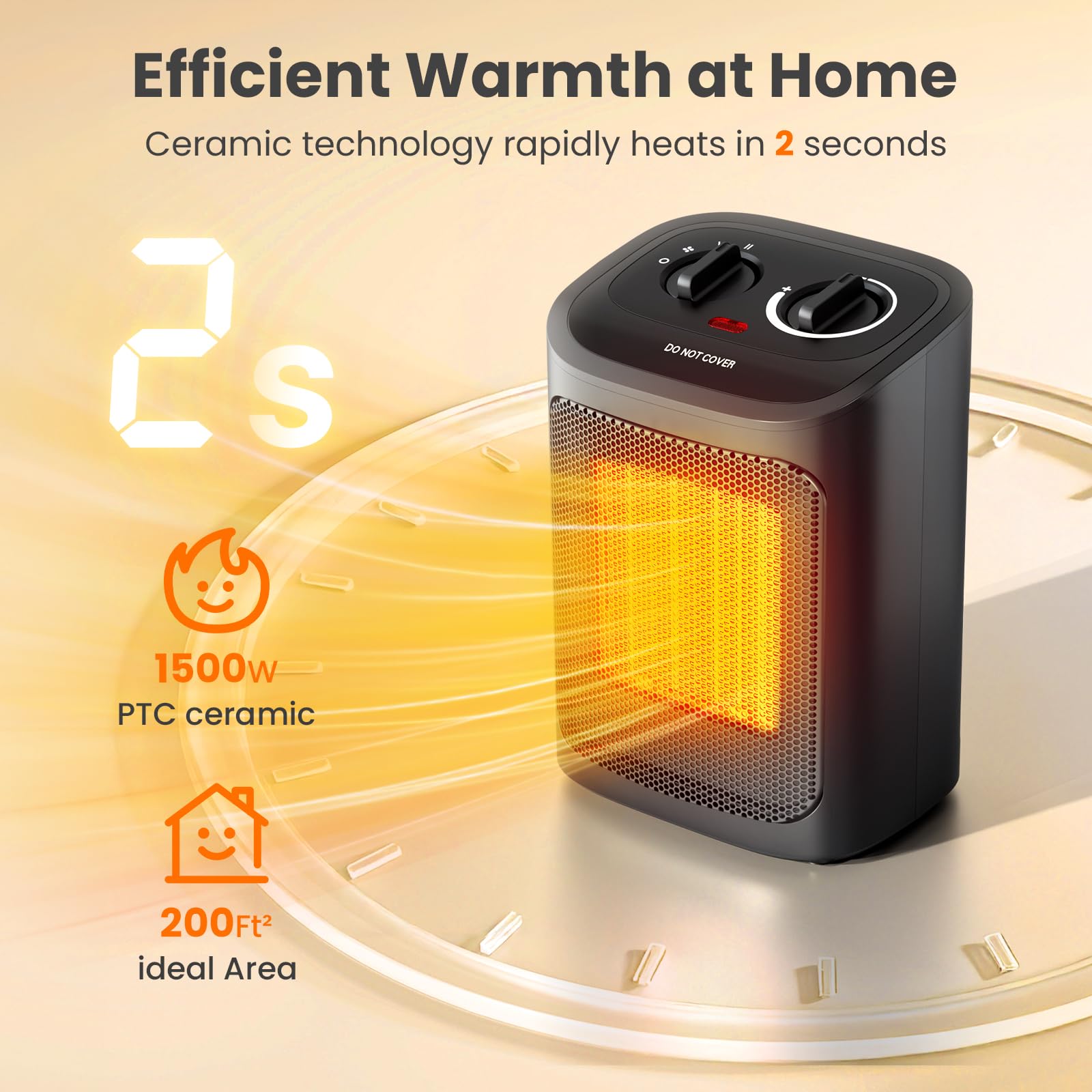 Foto 3 pulgar | Calentador Portátil Eléctrico Kismile Con Termostato De 1500 W - Venta Internacional.