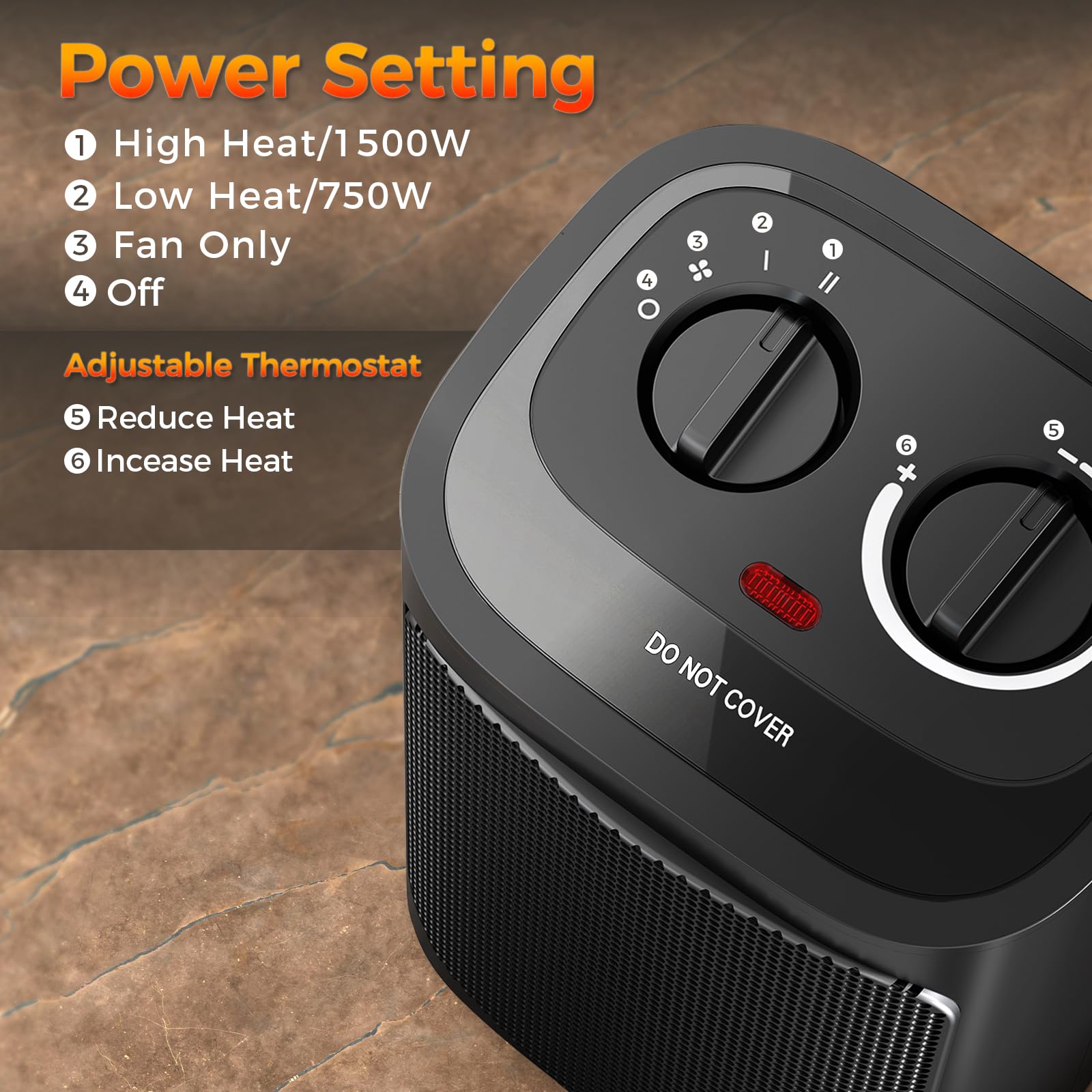 Foto 4 pulgar | Calentador Portátil Eléctrico Kismile Con Termostato De 1500 W - Venta Internacional.