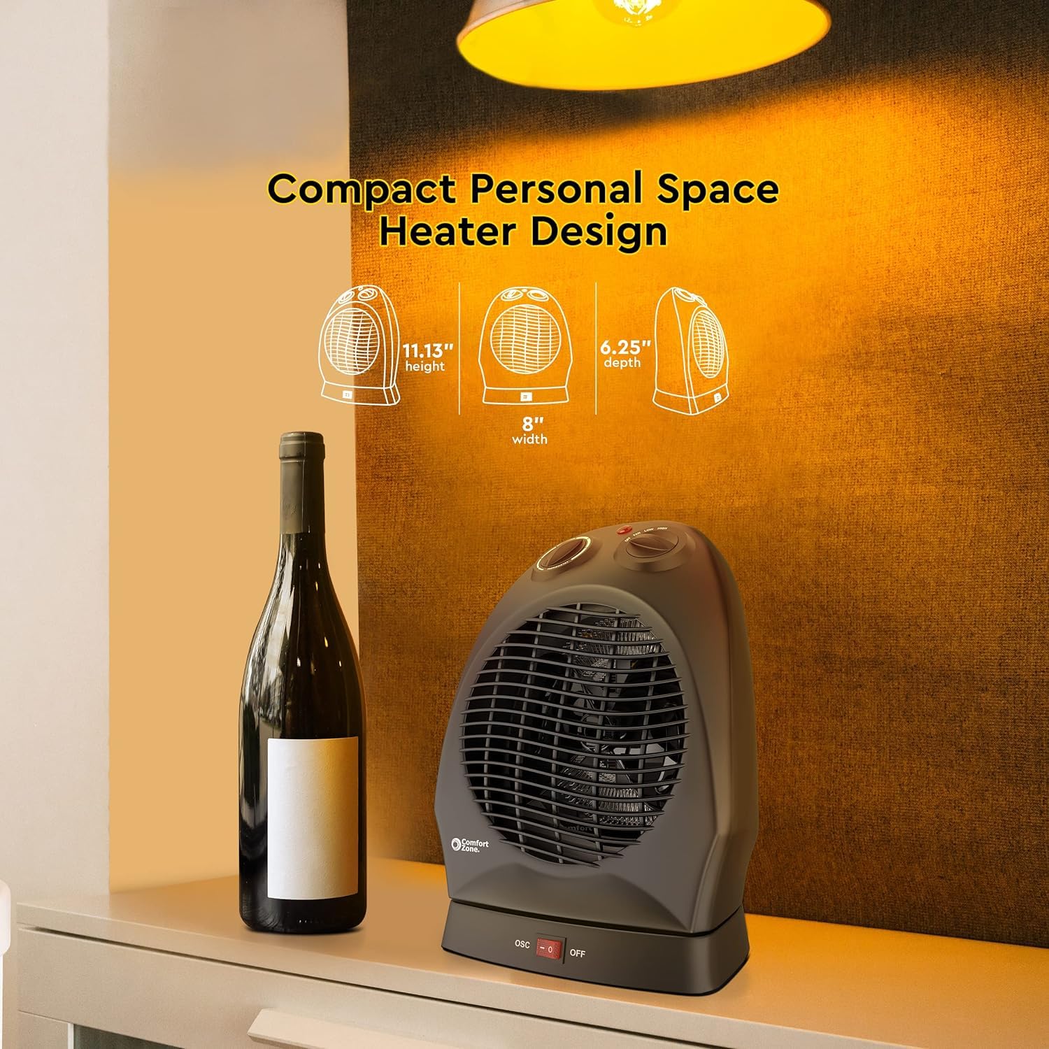 Foto 6 pulgar | Calentador Space Zone Oscilante Comfort Zone De 1500 W Cz50bk - Venta Internacional.