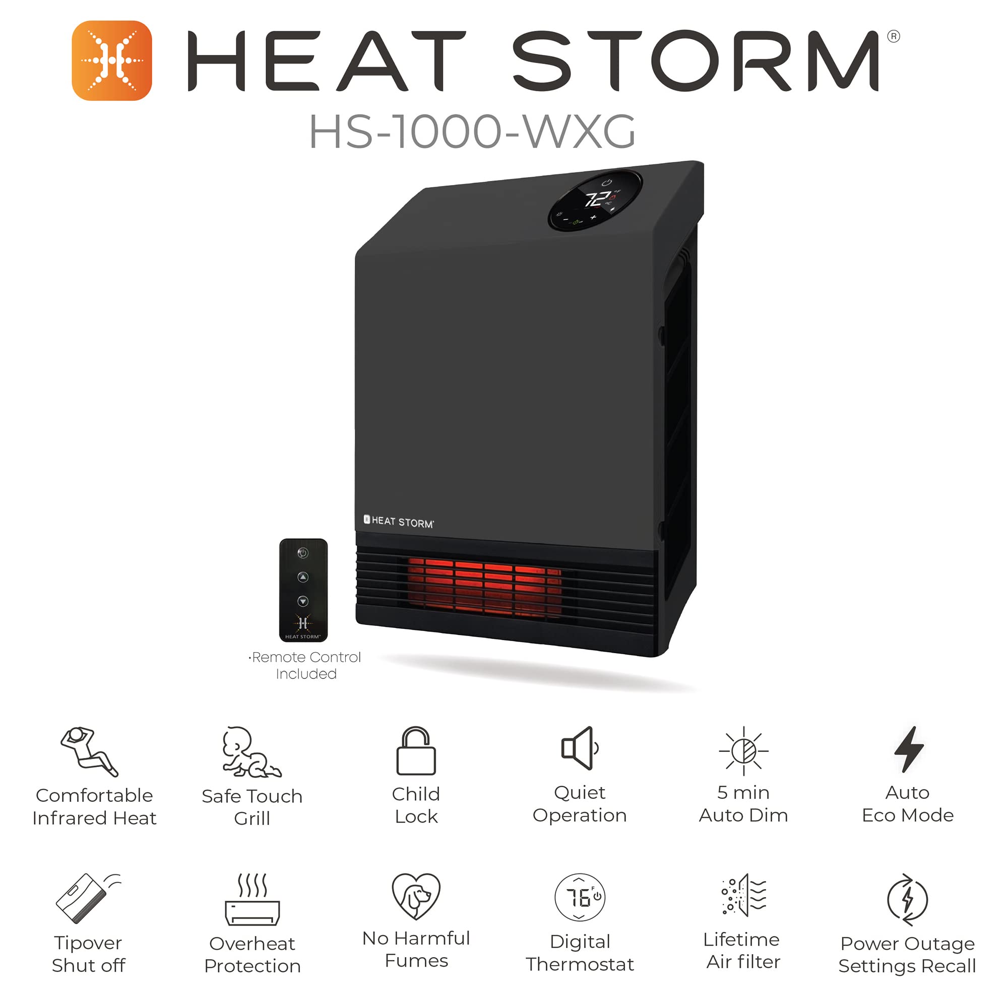 Foto 7 pulgar | Calentador Heat Storm De Pared Gris Hs-1000-wx Deluxe Con Infrarrojos De 1000 W - Venta Internacional.