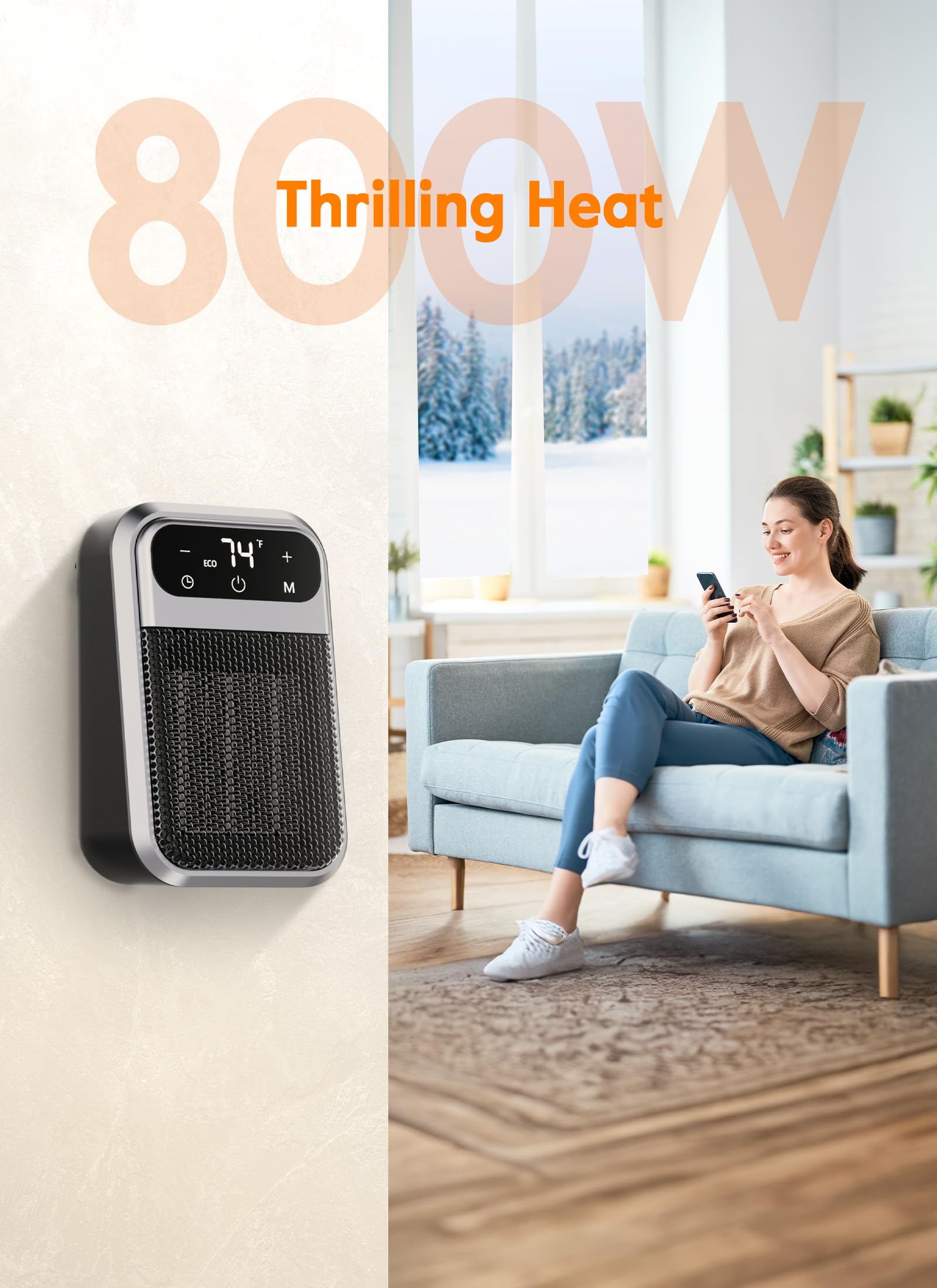 Foto 4 | Calefactor Eléctrico Brightown 800 W con Mando a Distancia - Venta Internacional
