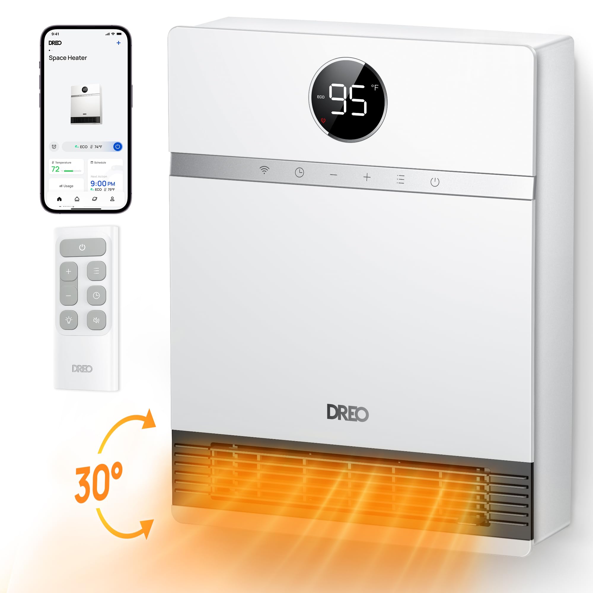 Foto 2 pulgar | Calentador De Pared Dreo Smart Ip24 Eléctrico Ptc Con Oscilación De 30° - Venta Internacional.