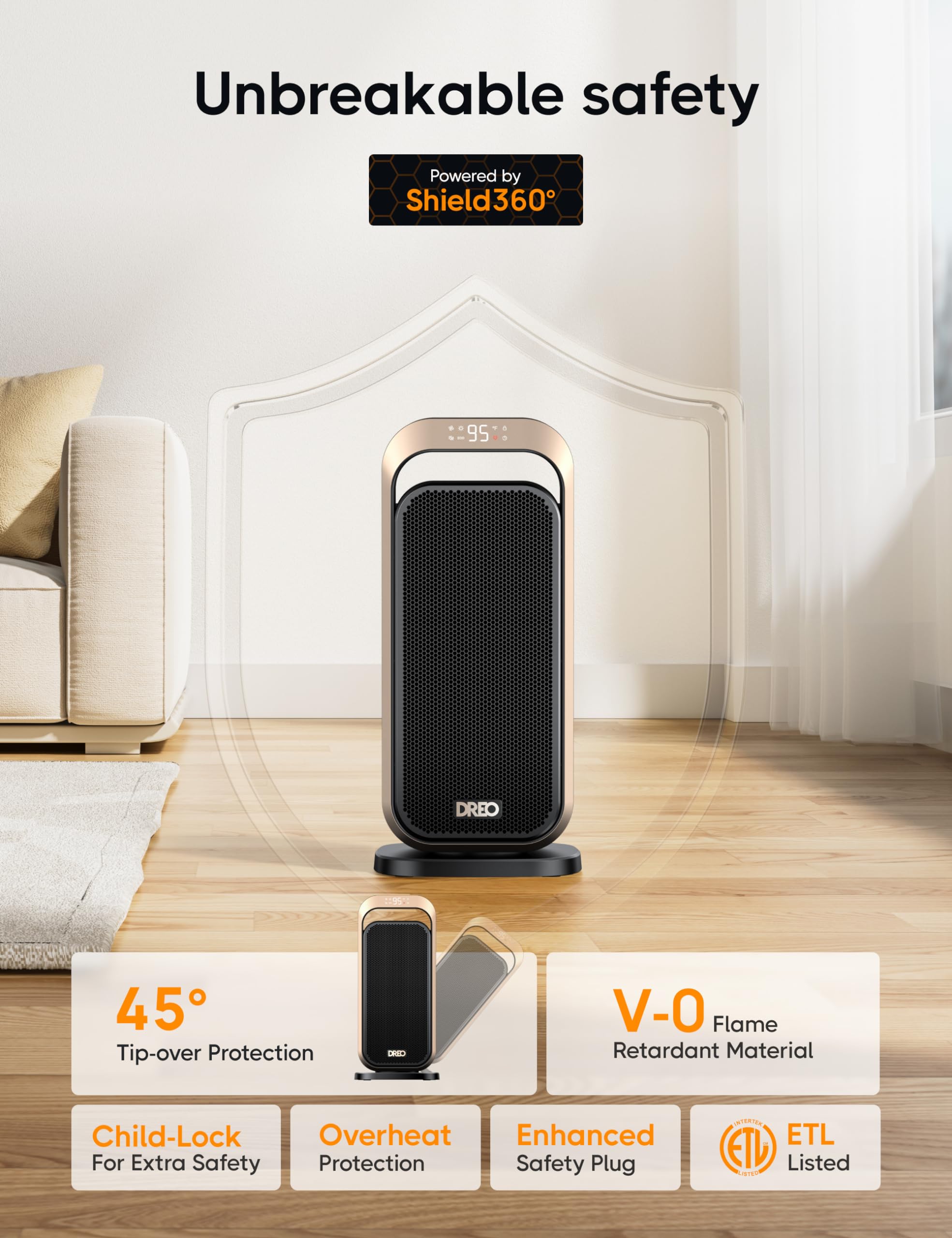 Foto 6 pulgar | Calentador Eléctrico Space Heater Dreo 1500 W Ptc Con Termostato Y Temporizador - Venta Internacional.