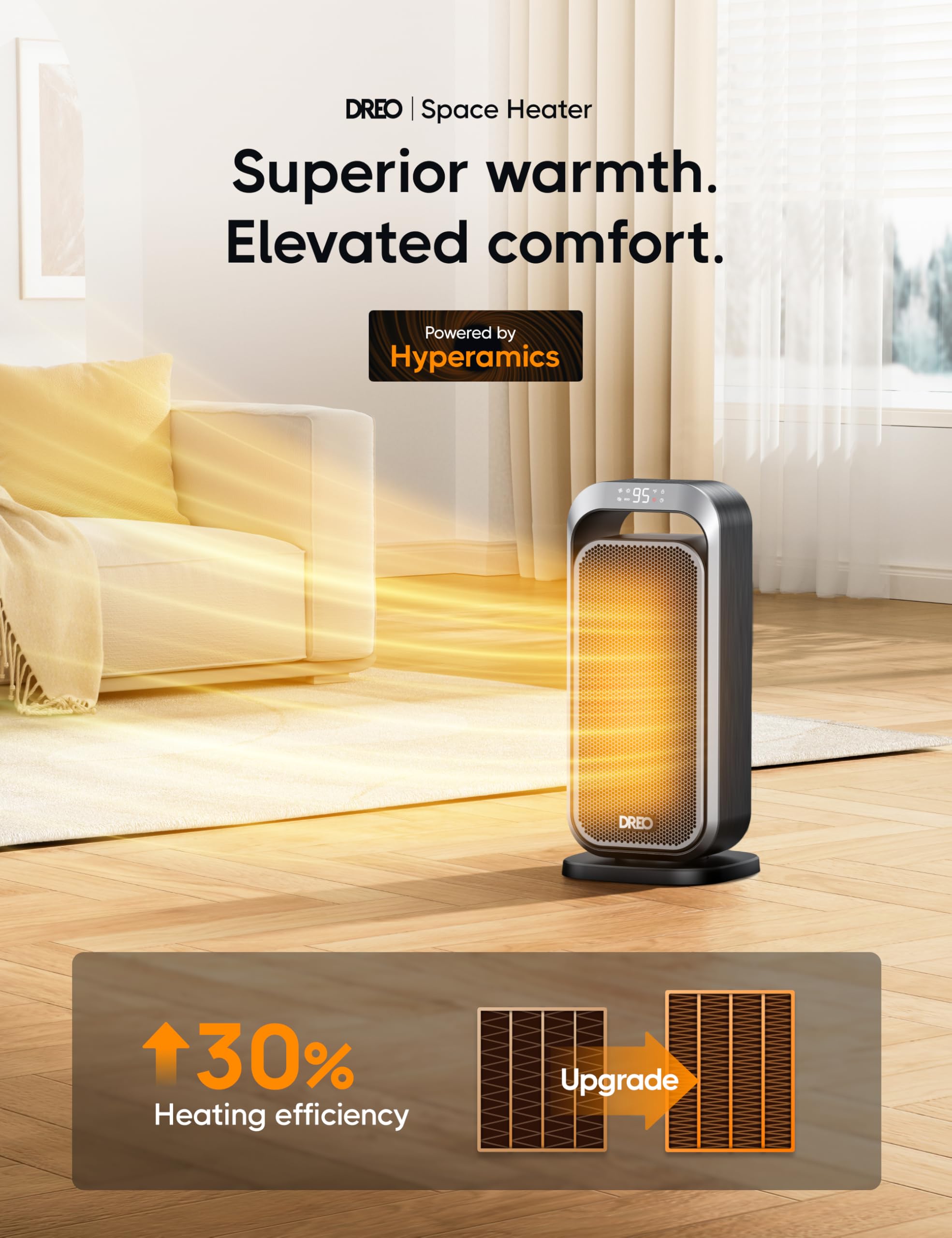 Foto 2 | Calentador Eléctrico Dreo Quiet De 1500 W Con Oscilación Remota De 70° - Venta Internacional.