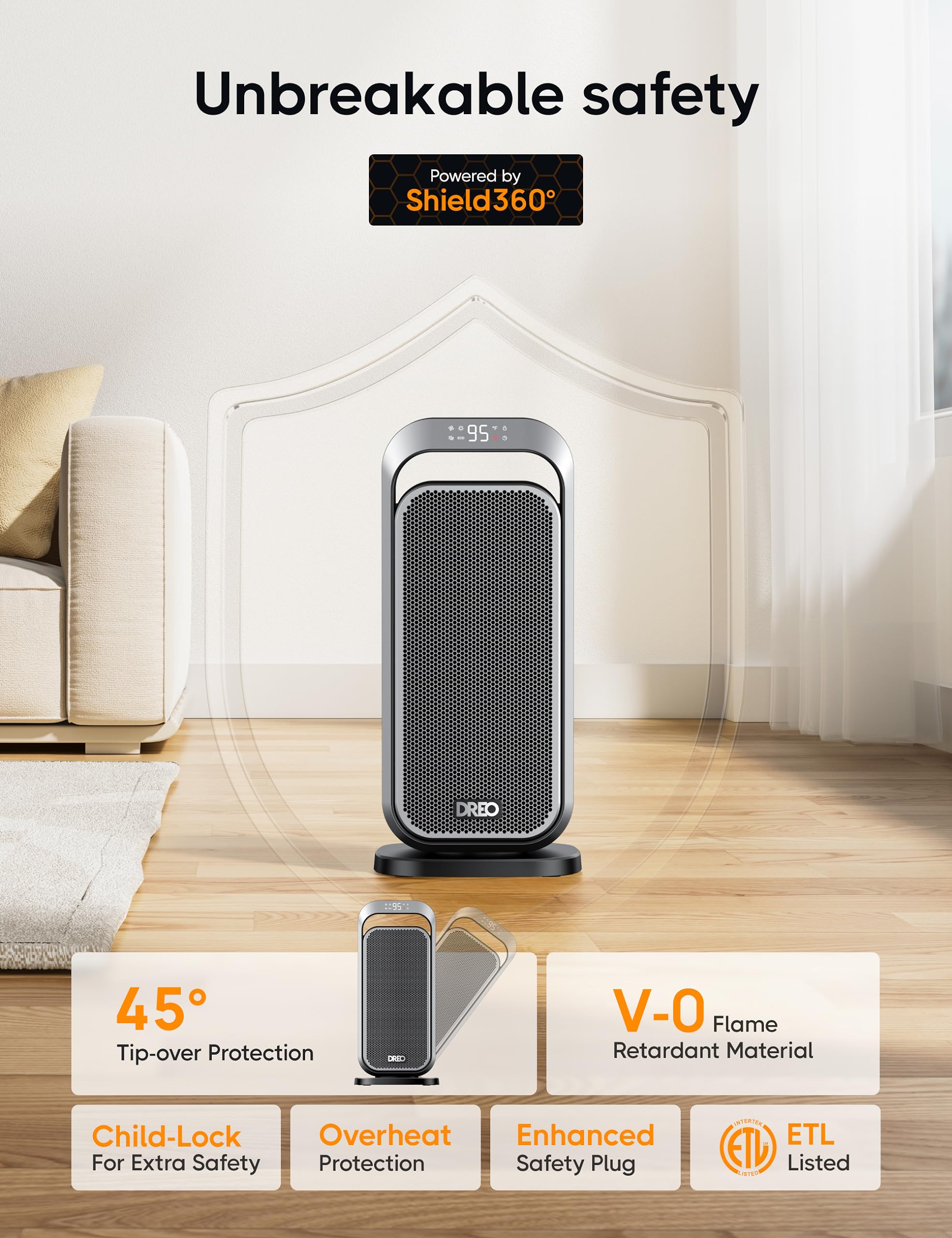 Foto 6 pulgar | Calentador Eléctrico Dreo Quiet De 1500 W Con Oscilación Remota De 70° - Venta Internacional.