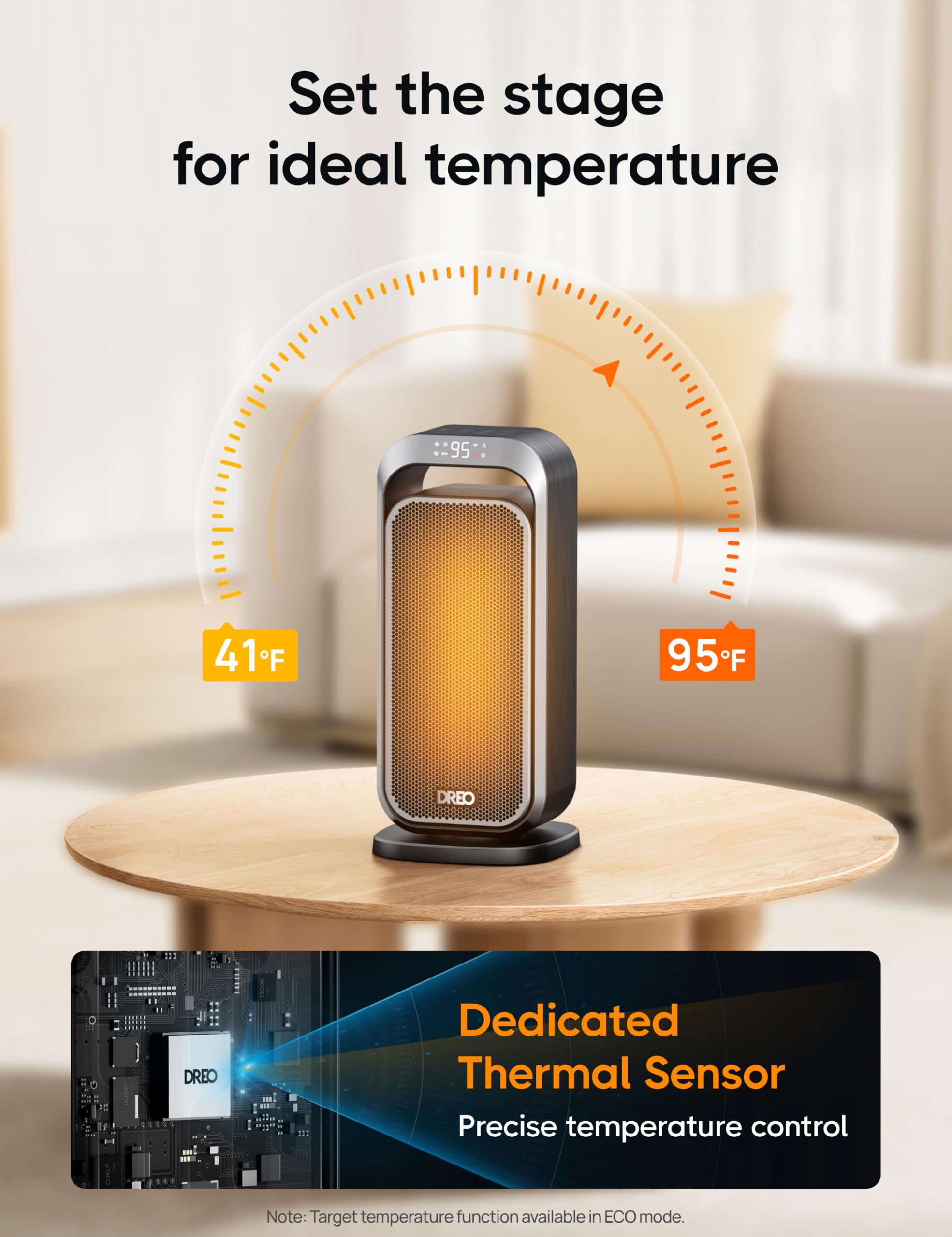 Foto 8 pulgar | Calentador Eléctrico Dreo Quiet De 1500 W Con Oscilación Remota De 70° - Venta Internacional.