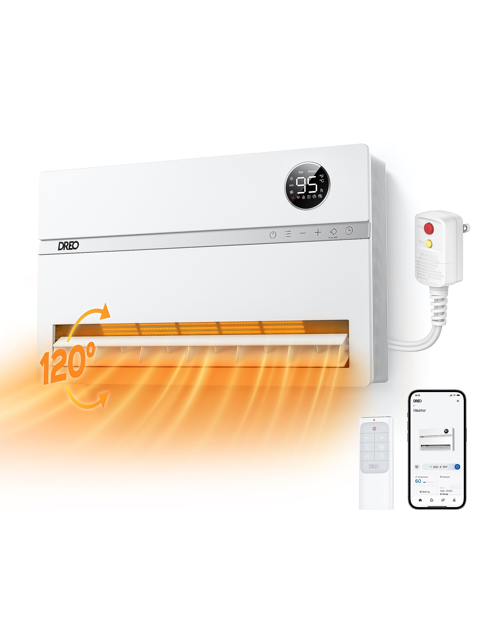 Foto 1 | Calentador De Pared Dreo 1500w Para Baño Con Enchufe Alci De Oscilación De 120° - Venta Internacional.