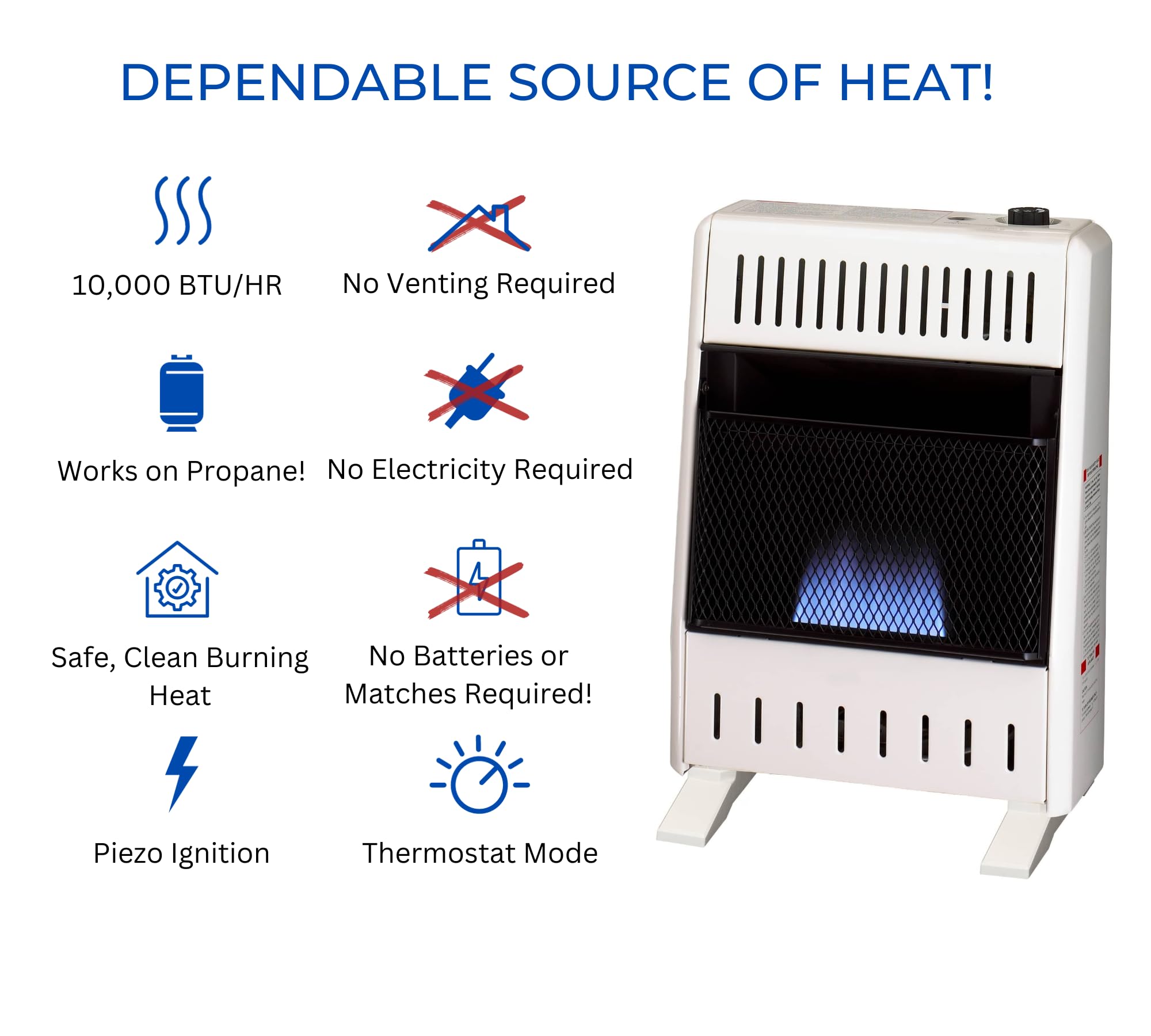 Foto 4 pulgar | Calentador Espacial De Gas Propano Sin Ventilación Blue Flame De 10000 Btu - Venta Internacional.
