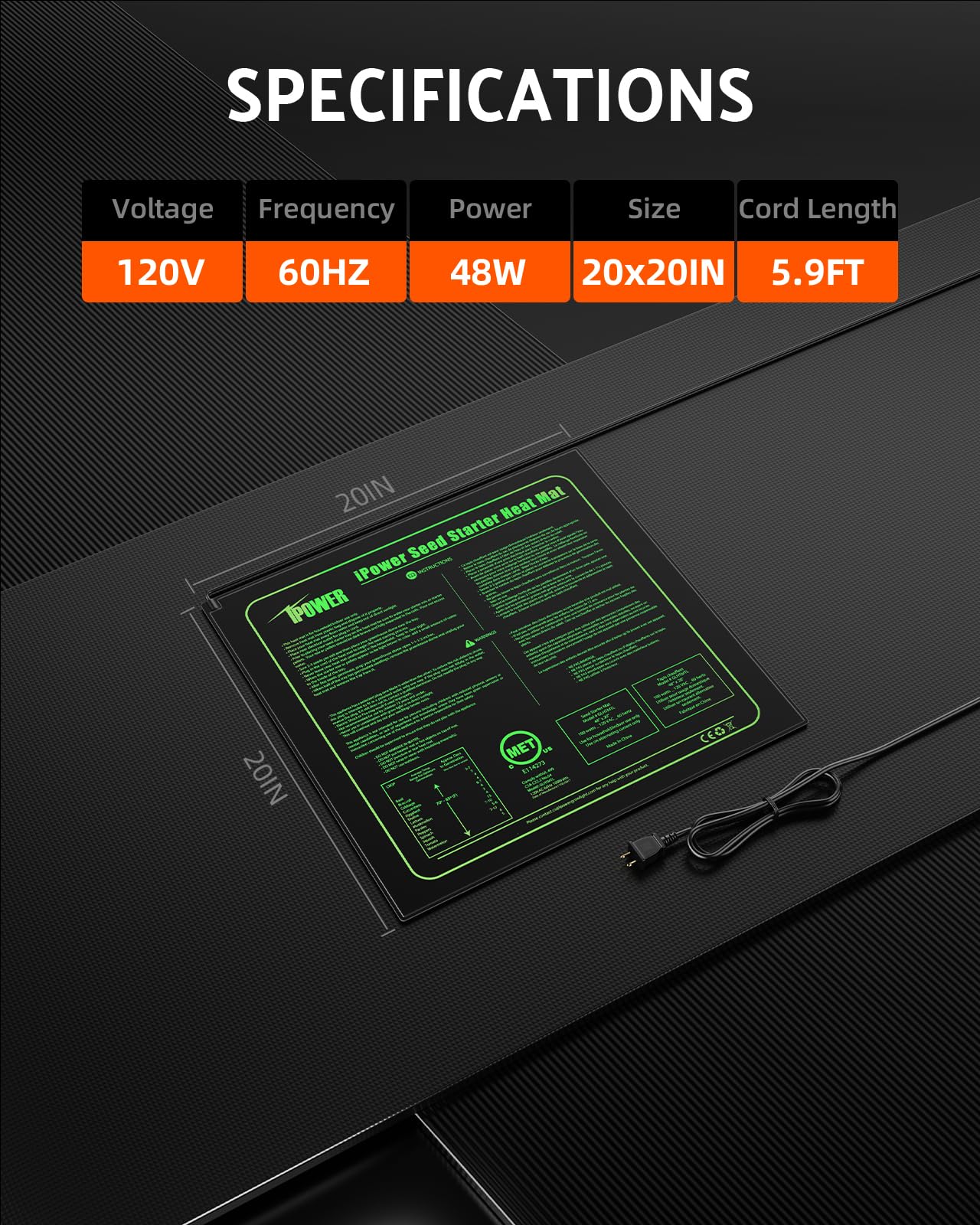 Foto 5 pulgar | Alfombrilla Térmica Seedling iPower 20 X 20 Pulgadas Resistente al Agua 48 W 220 V - Venta Internacional