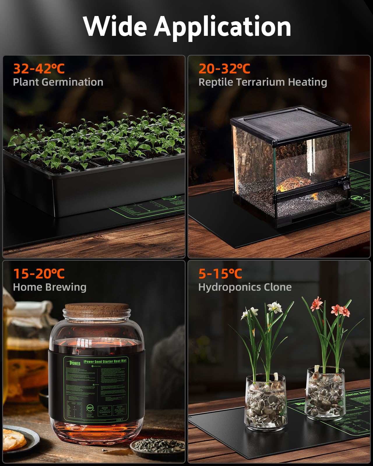 Foto 7 | Alfombrilla Térmica Seedling iPower 20 X 20 Pulgadas Resistente al Agua 48 W 220 V - Venta Internacional