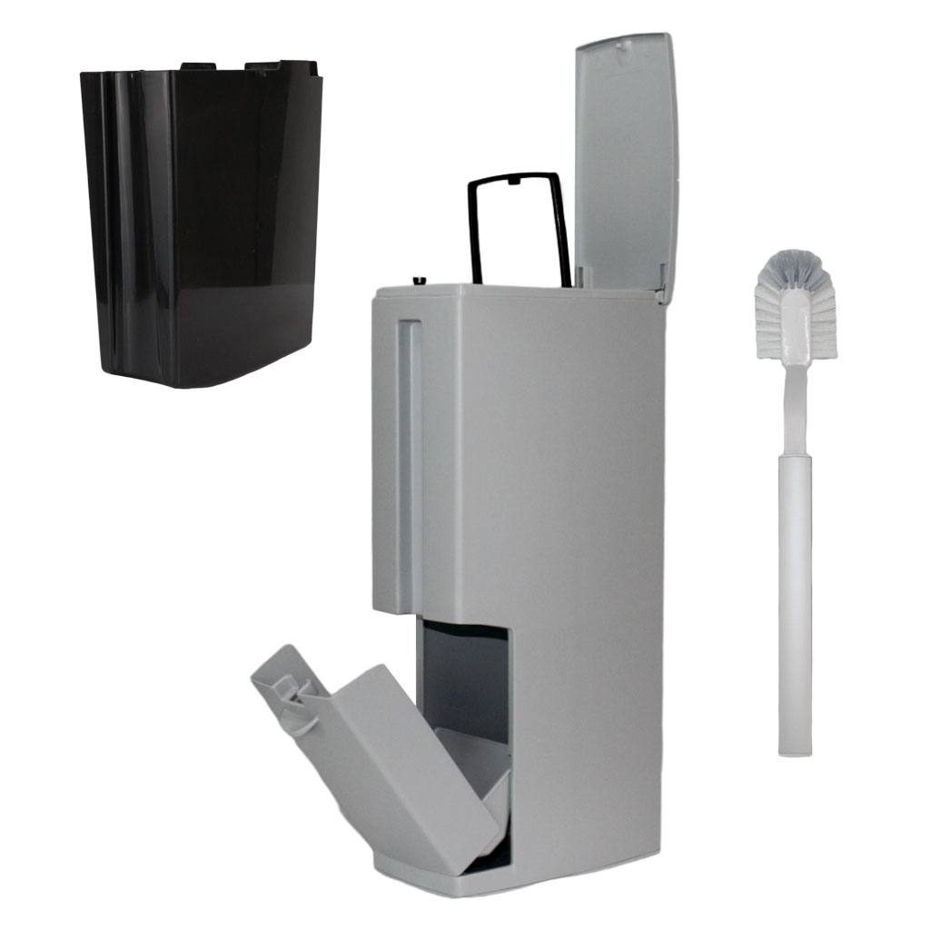 Bote de Basura Kecompras color Gris con Cepillo para Lavar Inodoro