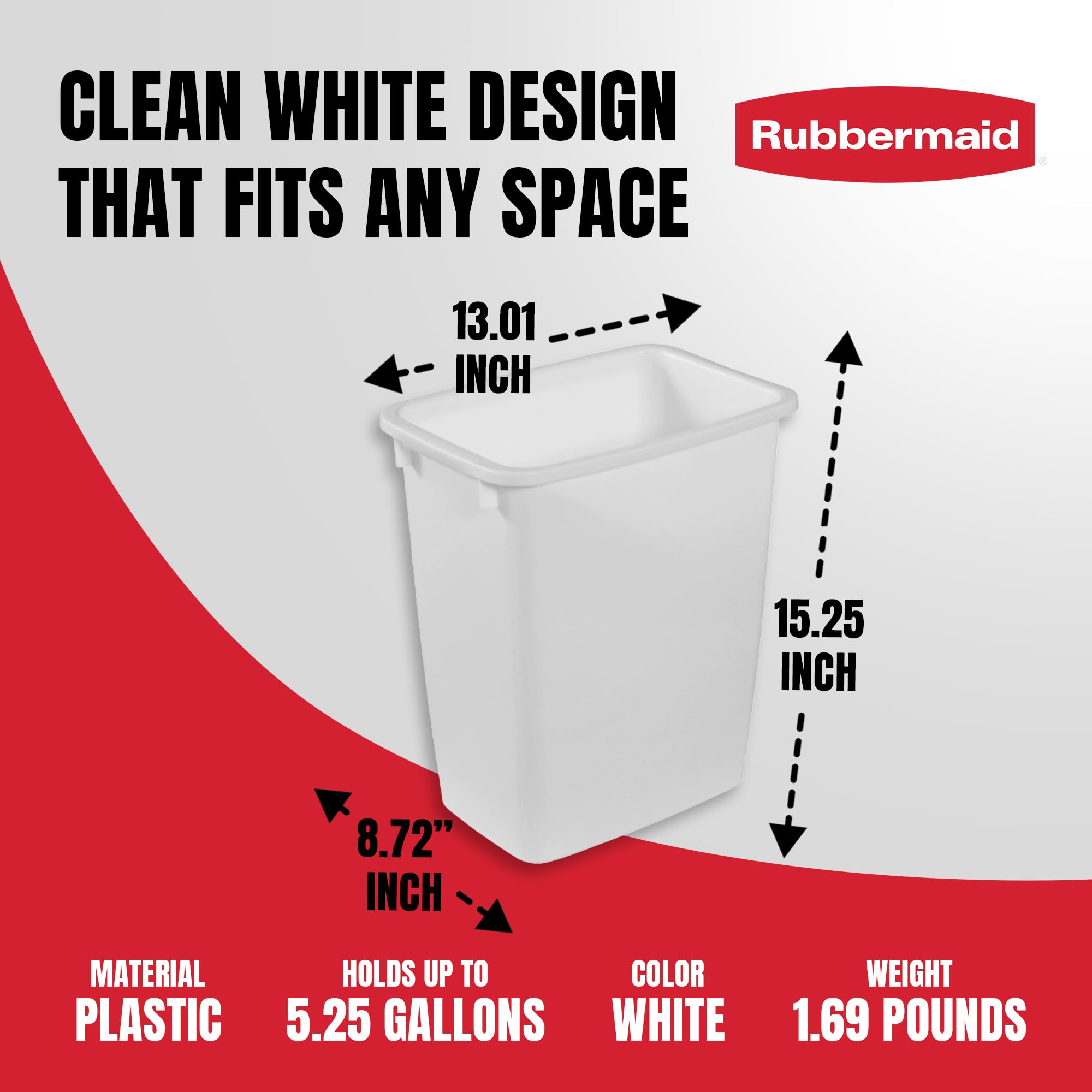 Foto 4 pulgar | Papelera Rubbermaid Fg280500wht 20l Blanca - Venta Internacional.