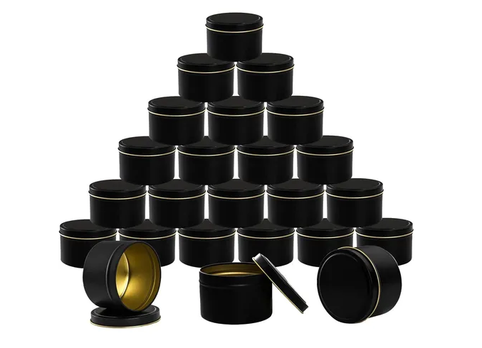 Foto 2 pulgar | 24pcs Xtellar  Tarros Para Velas 4oz Tarros Negros Para Hacer Velas