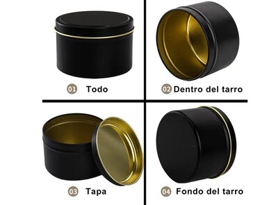 Foto 3 | 24pcs Xtellar Tarros Para Velas 4oz Tarros Negros Para Hacer Velas