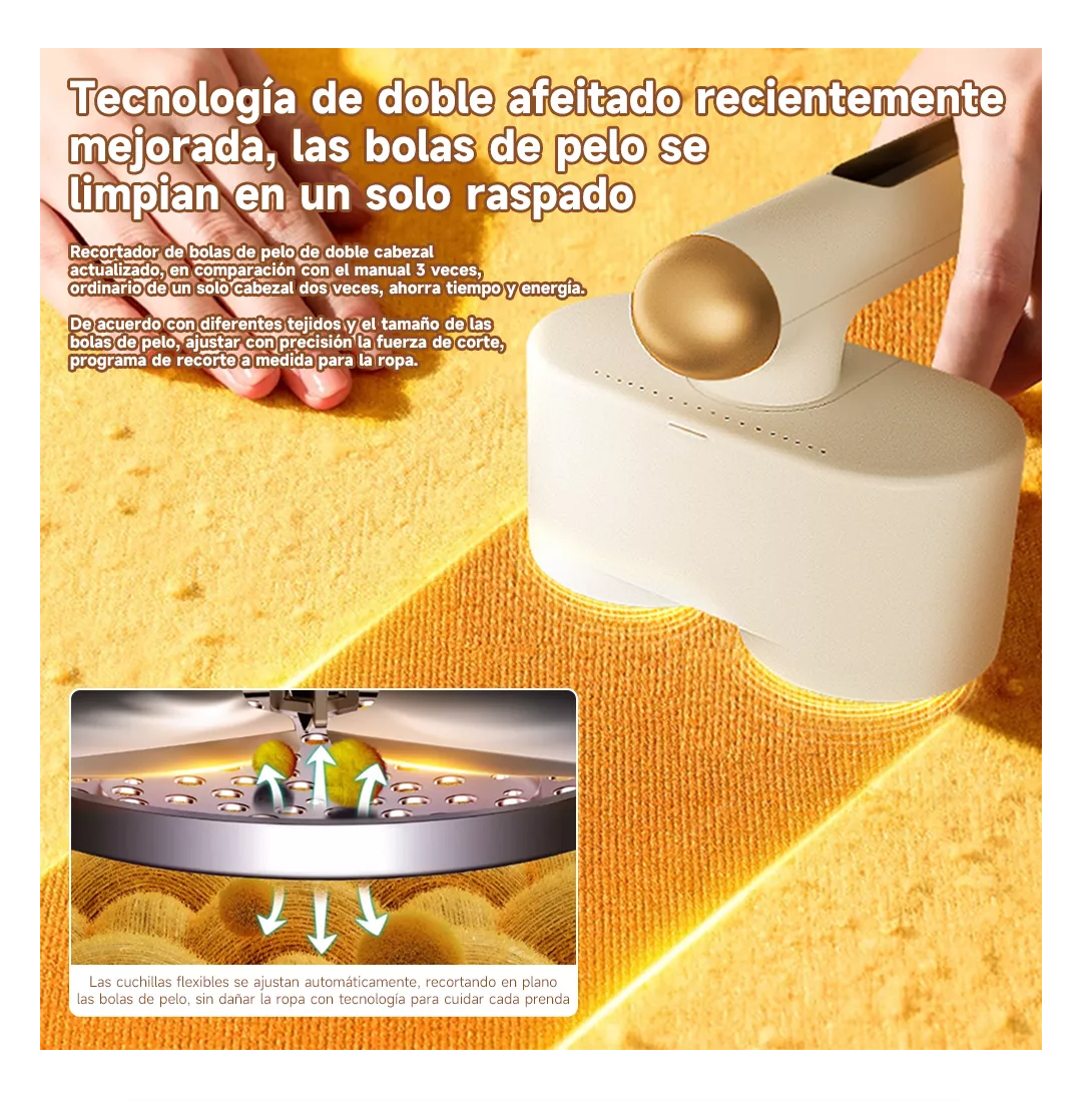 Foto 4 pulgar | Quita Pelusa Electrico Doble Cabeza Inalámbrico Blanco
