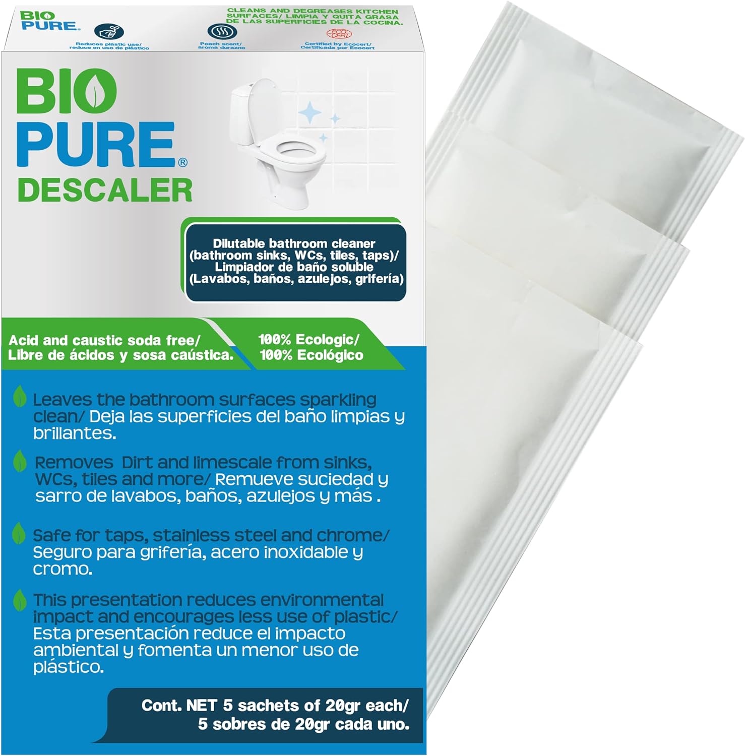 Foto 3 pulgar | Bioupure - Sachtes Solubles Limpieza Para Baños-elimina Suciedad Y Sarro En Distintas Superficies Del Baño, Gr