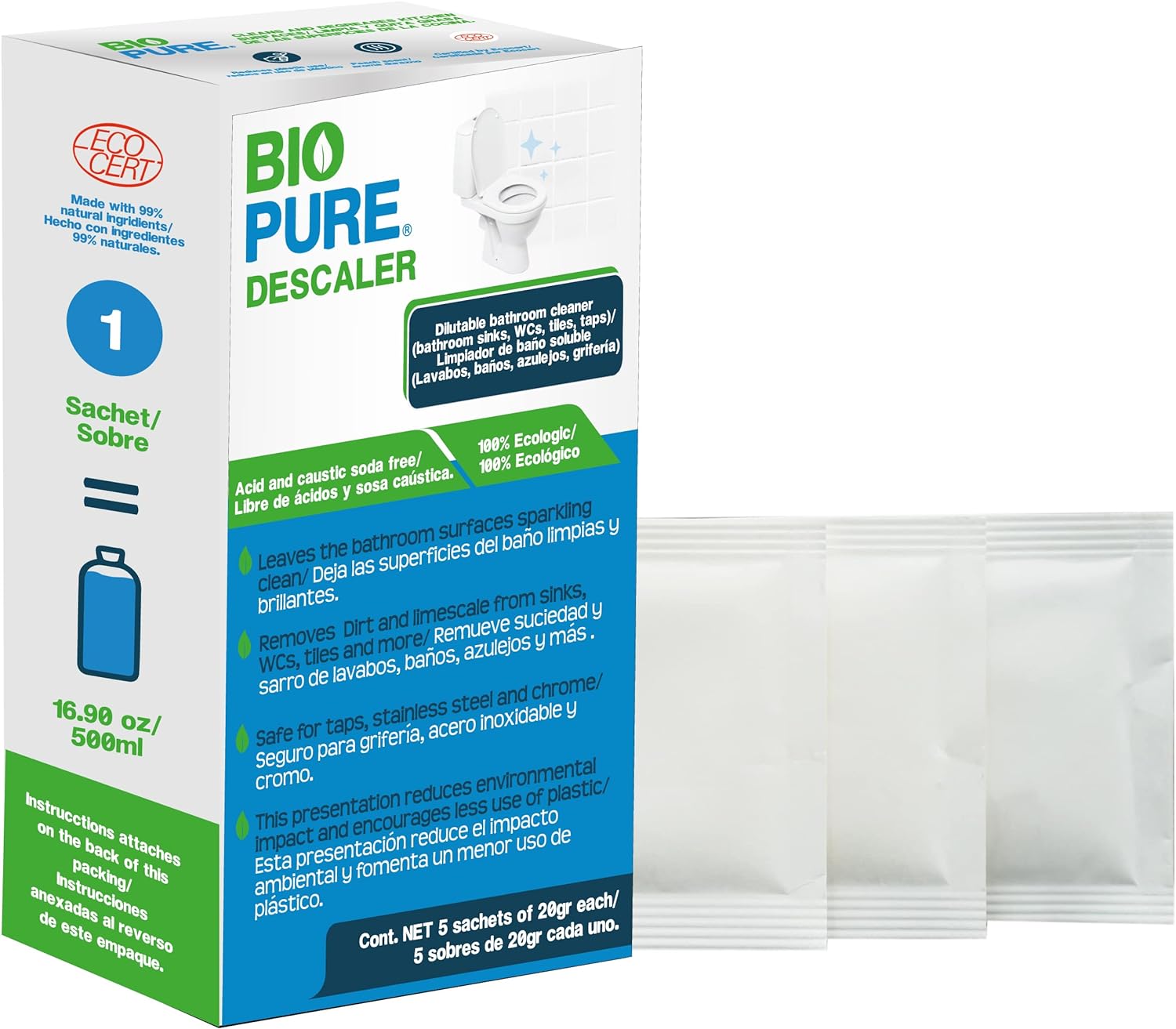 Foto 4 pulgar | Bioupure - Sachtes Solubles Limpieza Para Baños-elimina Suciedad Y Sarro En Distintas Superficies Del Baño, Gr