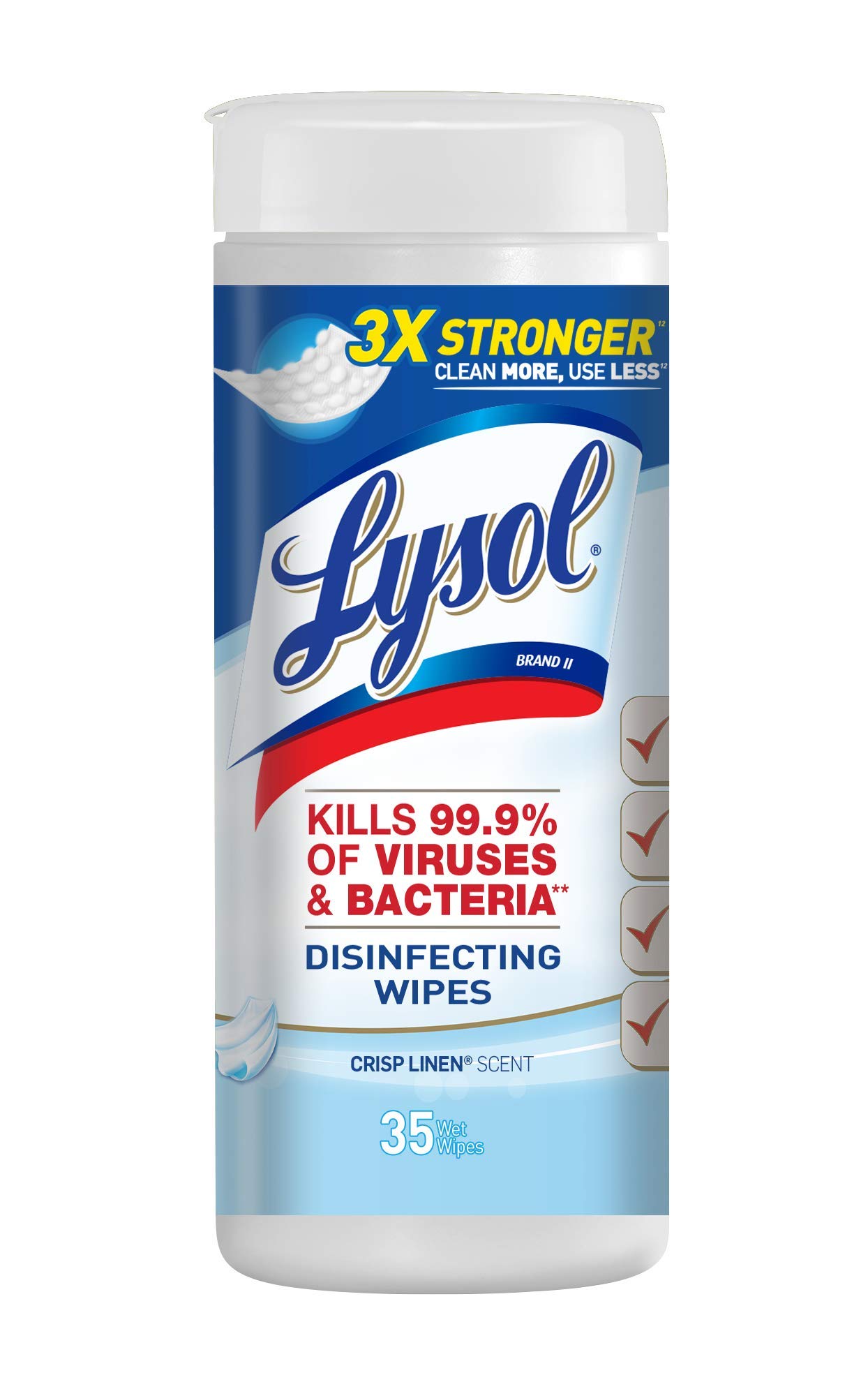 Toallitas Desinfectantes Lysol Crisp Linen, 35 Unidades, Paquete De 1 - Venta Internacional.