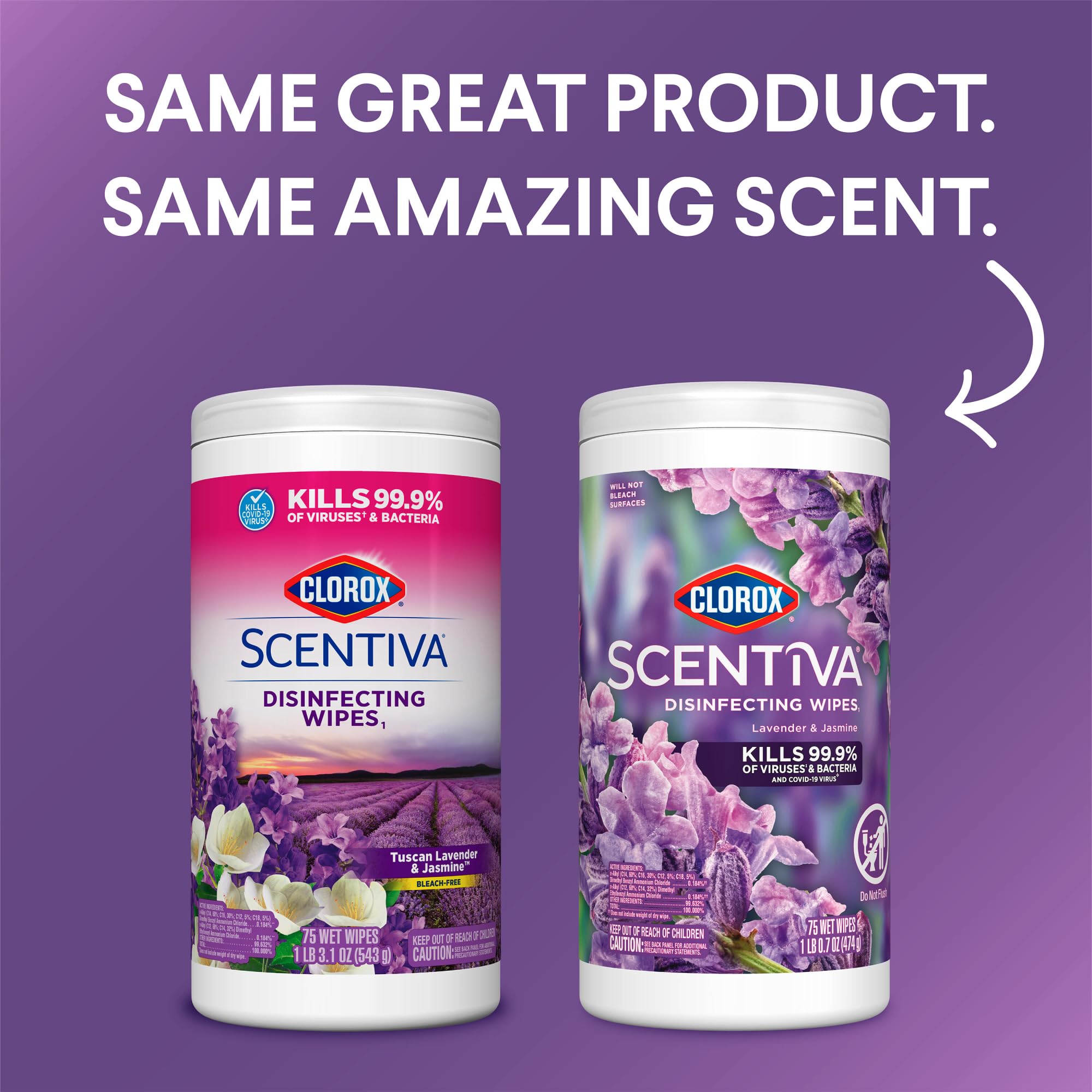Foto 3 pulgar | Toallitas Desinfectantes Clorox Scentiva Lavanda Toscana Sin Lejía - Venta Internacional.