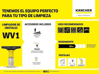 Foto 3 | Limpiador De Cristales Karcher Wv1plus Amarillo