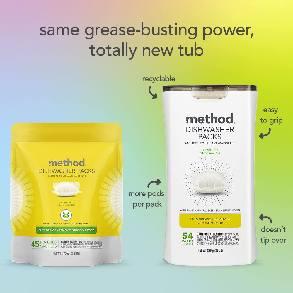 Foto 4 | Paquetes De Detergente Para Lavavajillas Method Lemon Mint  54 Tabletas X 2 - Venta Internacional.