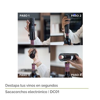 Foto 6 | Sacacorchos Eléctrico Recargable Avera Dc01 color Negro con Accesorios