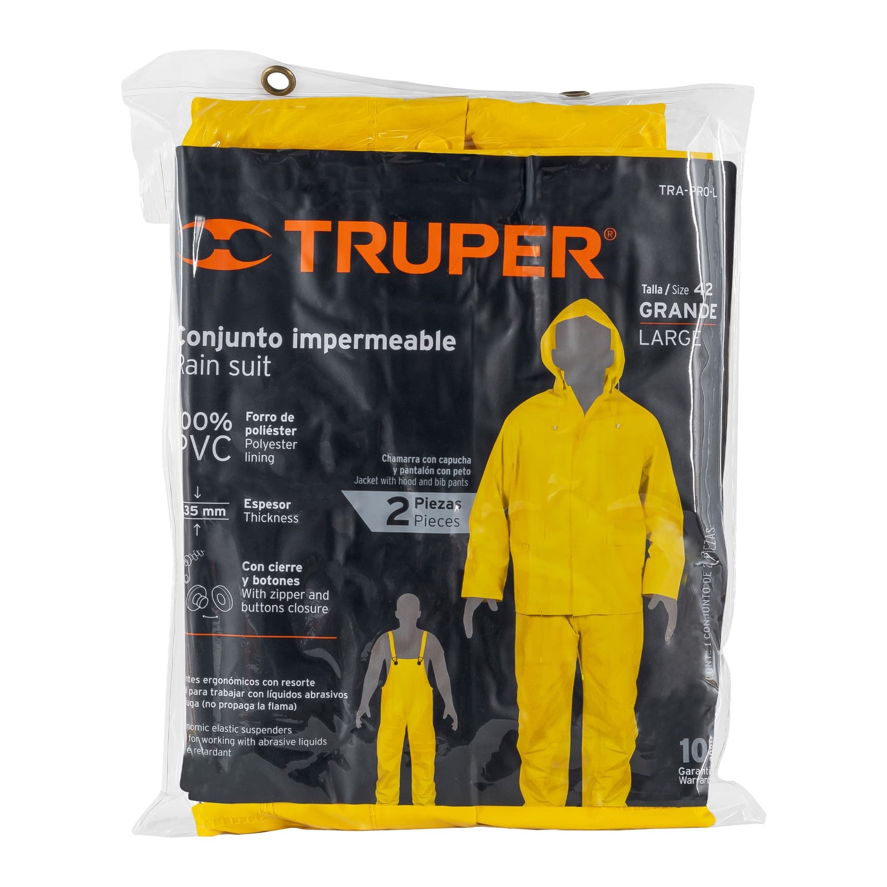 Foto 3 pulgar | Conjunto Impermeable Doble Capa Truper color Amarillo