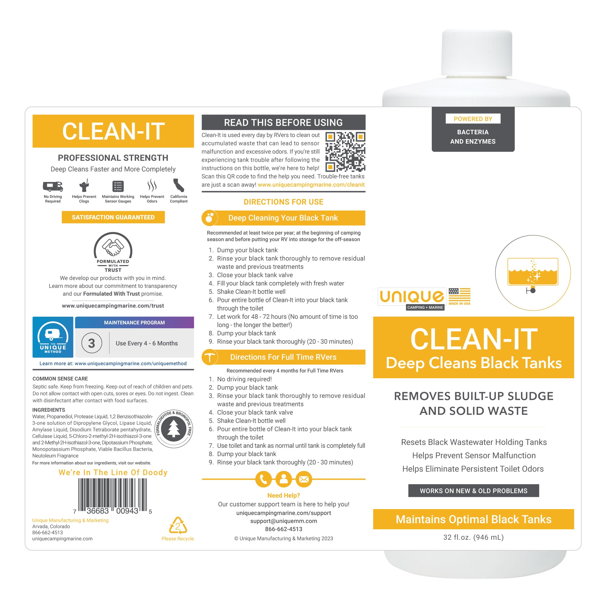 Foto 2 | Líquido Limpiador Profundo Clean-it Rv Black Tank, 960 Ml, Único - Venta Internacional.