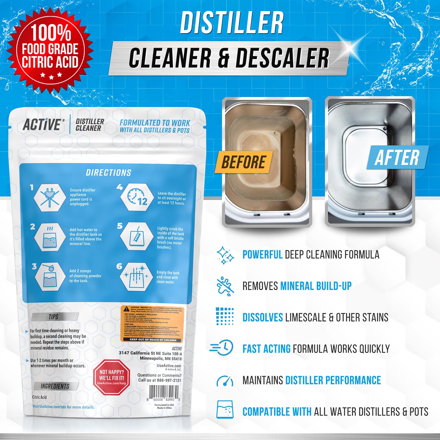 Foto 3 pulgar | Limpiador de Destilación Active 32 Oz-Venta Internacional