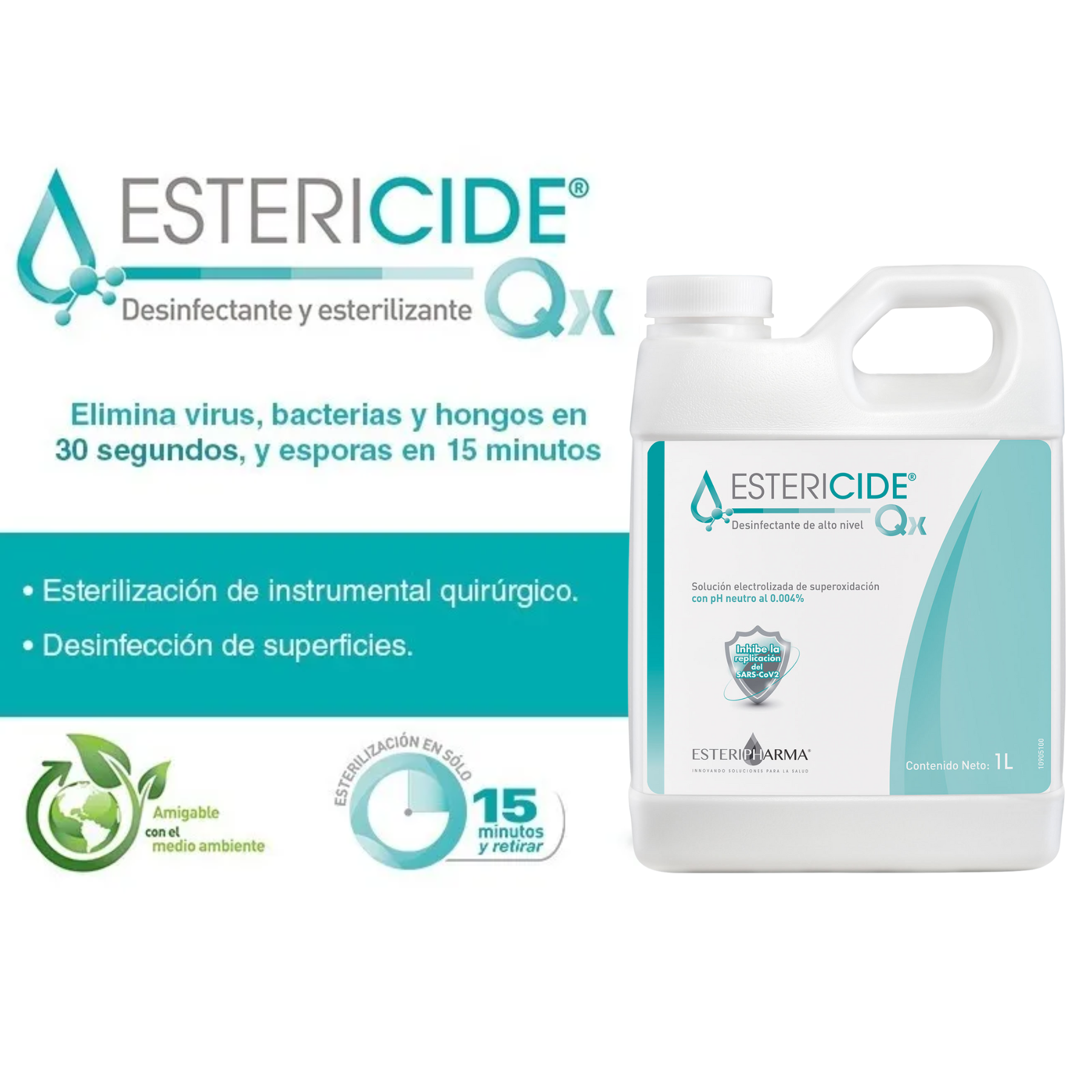Foto 4 pulgar | Estericide Qx Desinfectante De Alto Nivel 1l Limpiador Multisuperficies