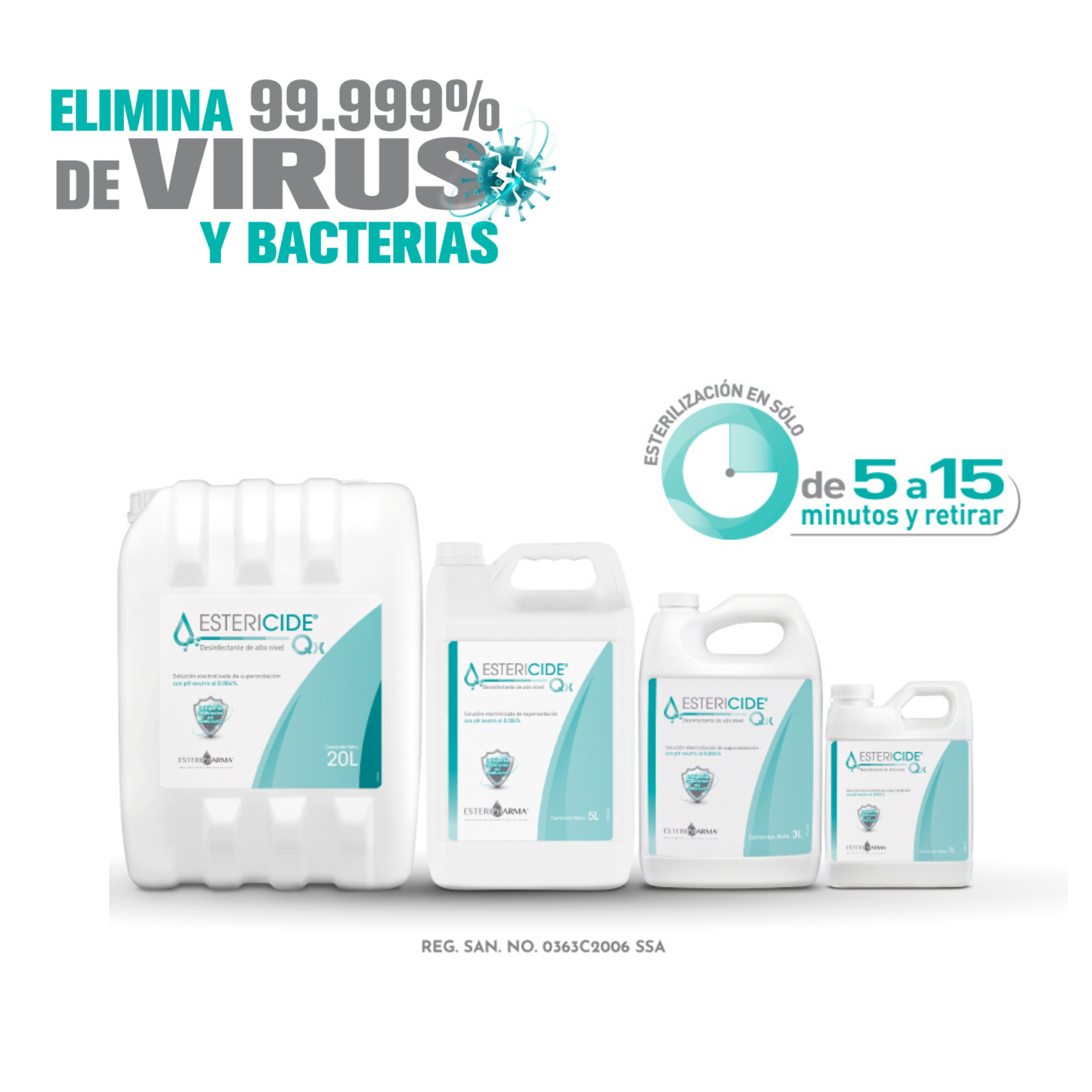 Foto 5 pulgar | Estericide Qx Desinfectante De Alto Nivel 1l Limpiador Multisuperficies