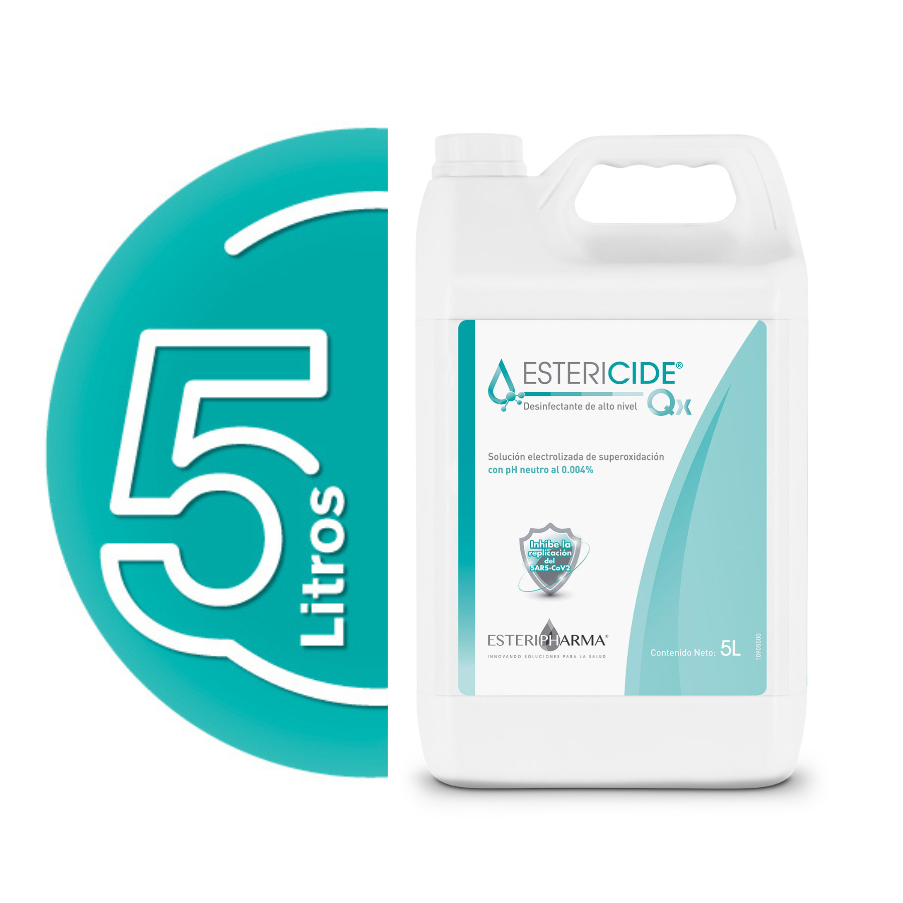 Foto 3 pulgar | Estericide Qx Desinfectante De Alto Nivel 5l Limpiador De Multisuperficies