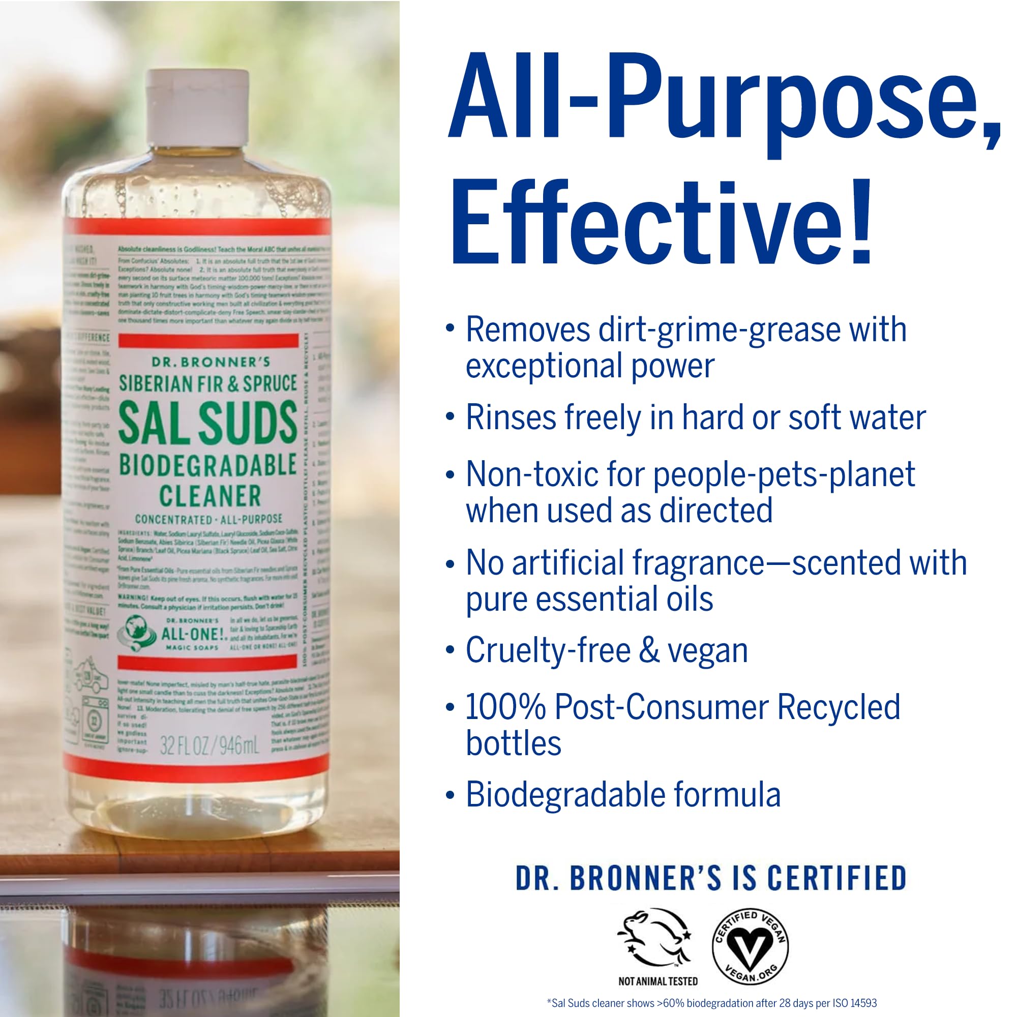 Foto 4 pulgar | Limpiador Biodegradable Dr. Bronner's Sal Suds  3.78 l - Venta Internacional