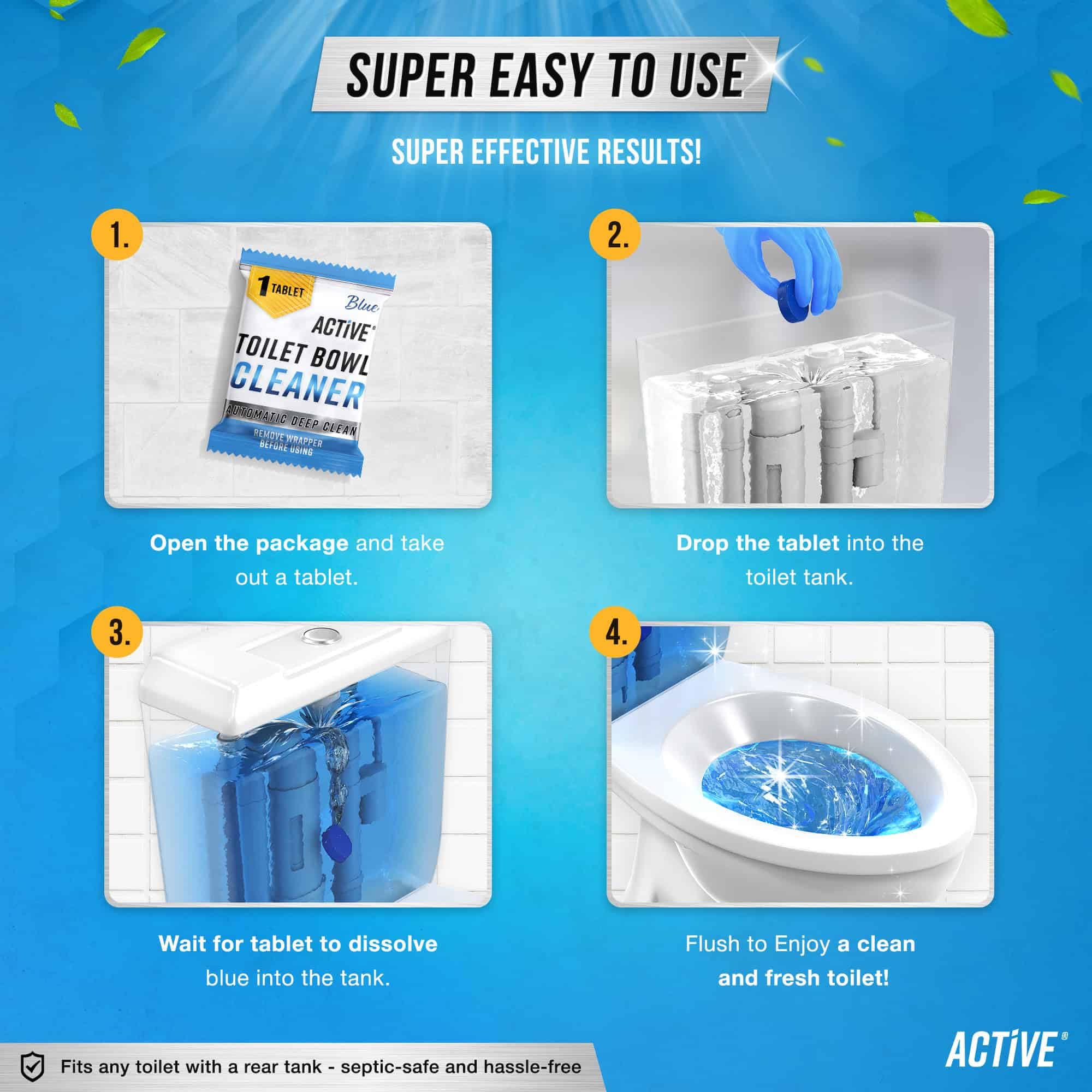 Foto 7 pulgar | Tabletas Limpiadoras Para Inodoros Active  Automáticas  De Gel Azul  12 Tabletas - Venta Internacional.