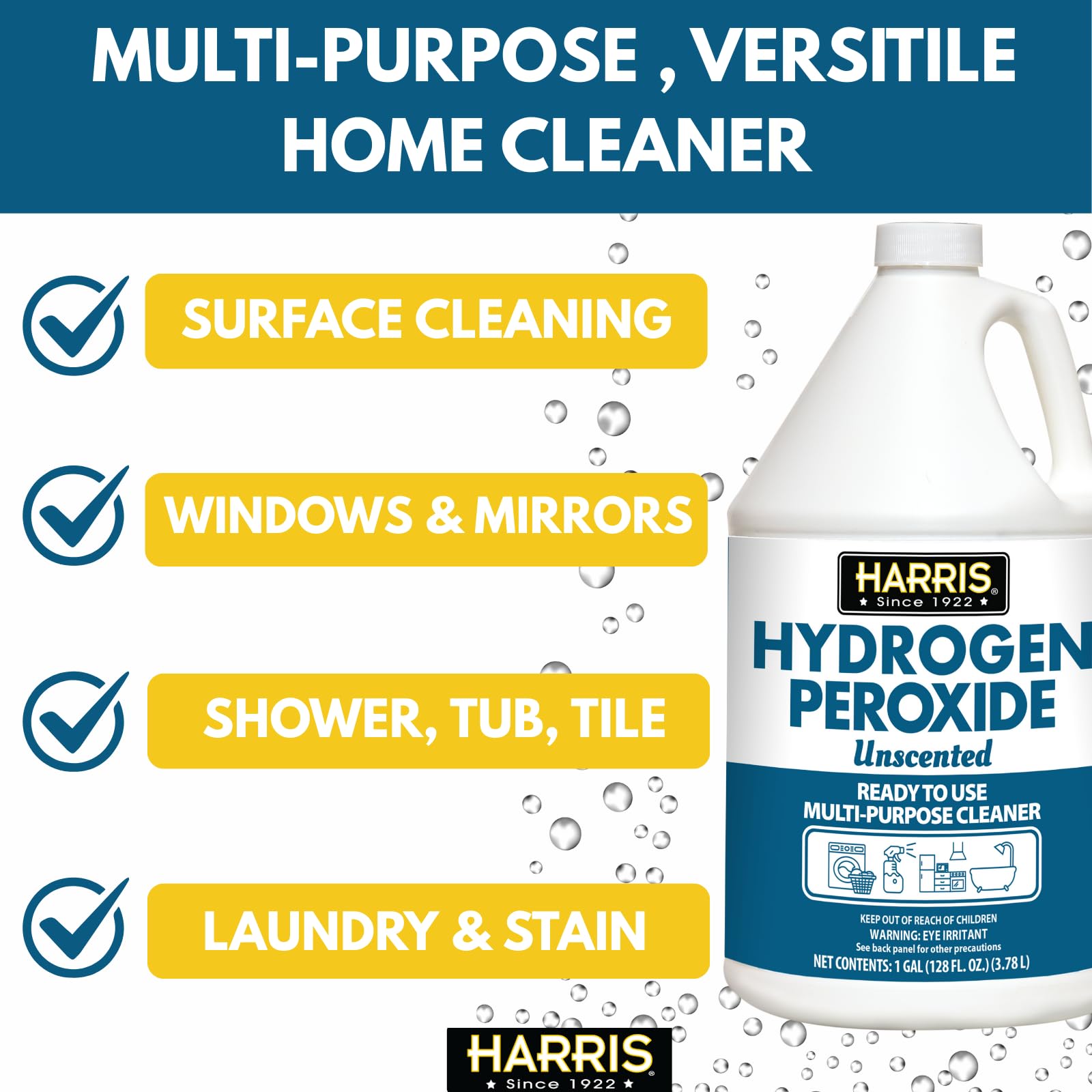 Foto 2 | Peróxido De Hidrógeno Harris  3 8 Litros  Listo Para Usar Para La Limpieza Del Hogar - Venta Internacional.