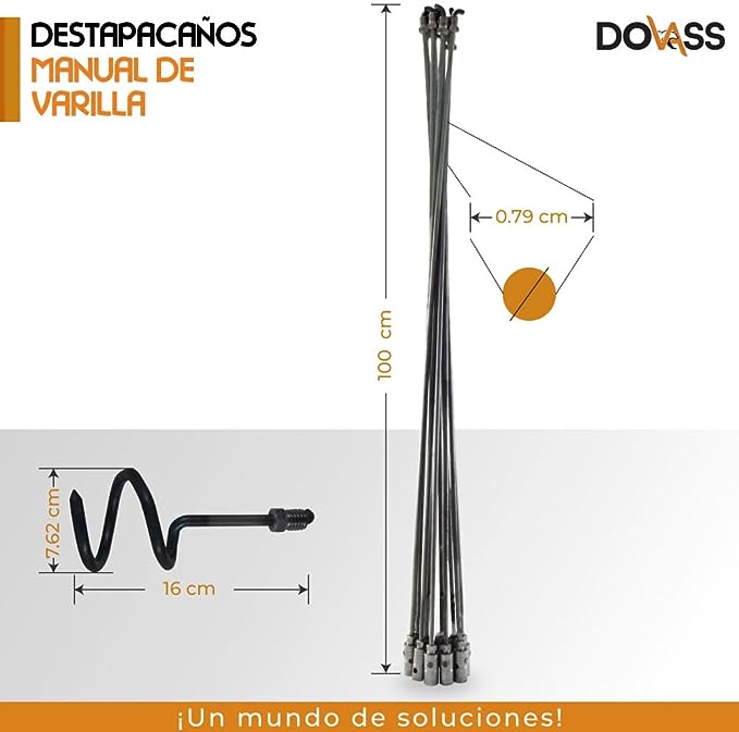 Foto 4 | Destapacaños Manual de Varillas Aceradas Karlen Plata para Tubería Simple y Efectiva para Desbloquear Obstrucciones