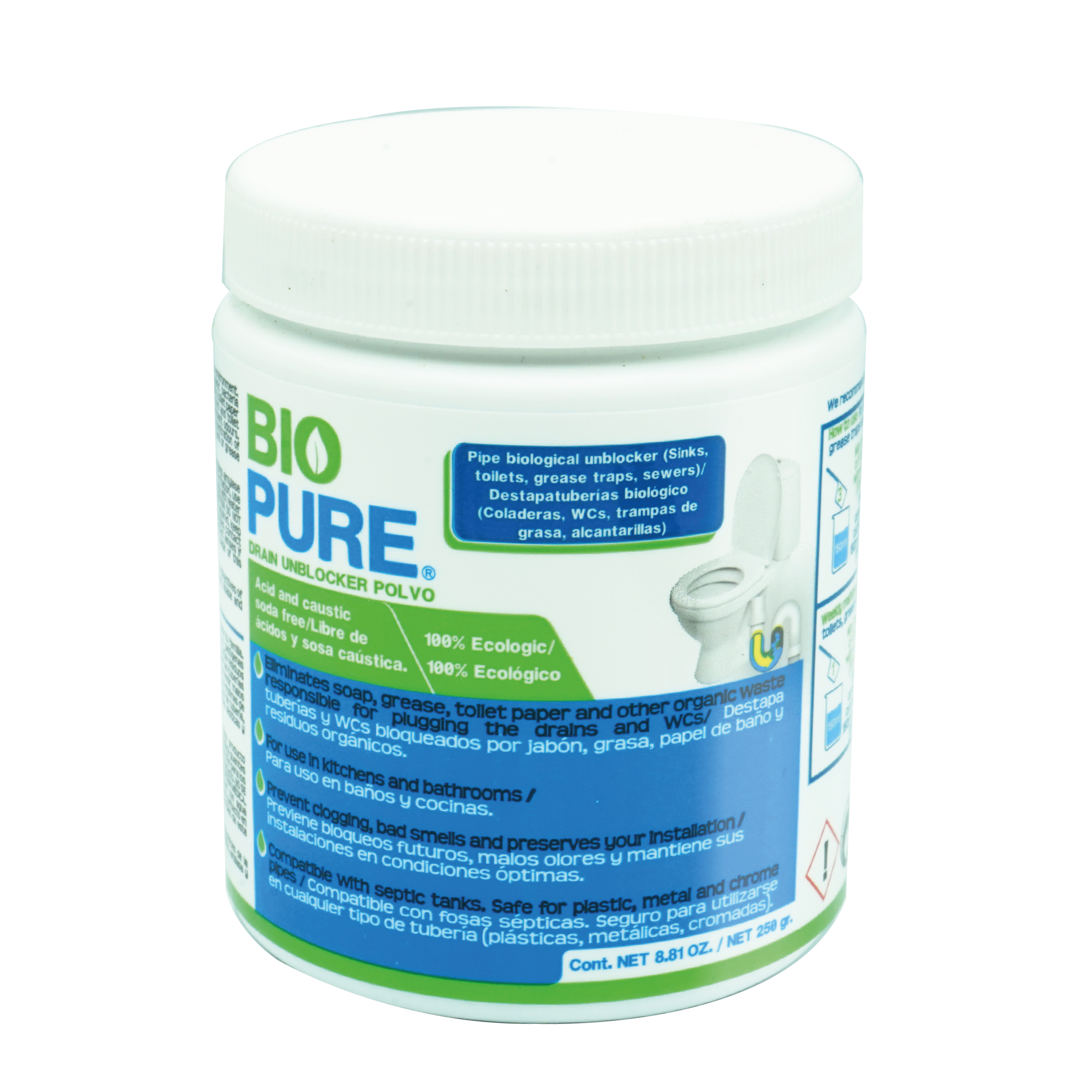 Foto 2 pulgar | Polvo Destapacaños Biopure  Drain Unblocker Tarro 250 g