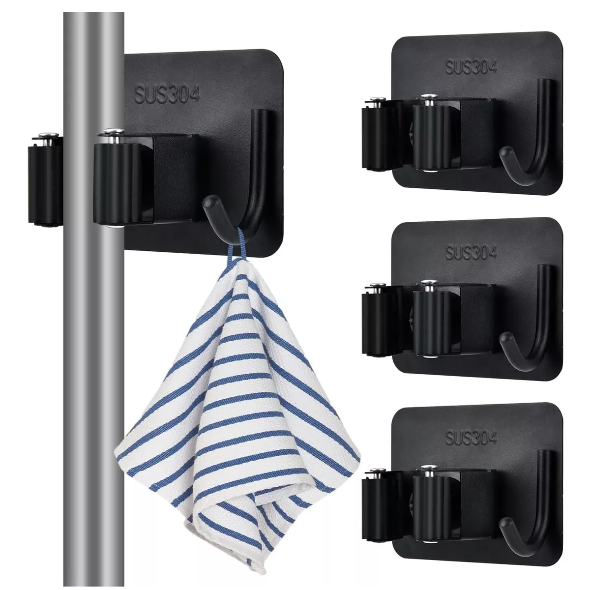 Foto 3 pulgar | 4pieza Autoadhesivo Escobas Organizador Soporte Pared Eo Safe Imports Esi-15598 Negro