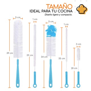 Foto 3 | Set de 5 Cepillos Bazzeff de Limpieza para Cocina Azul