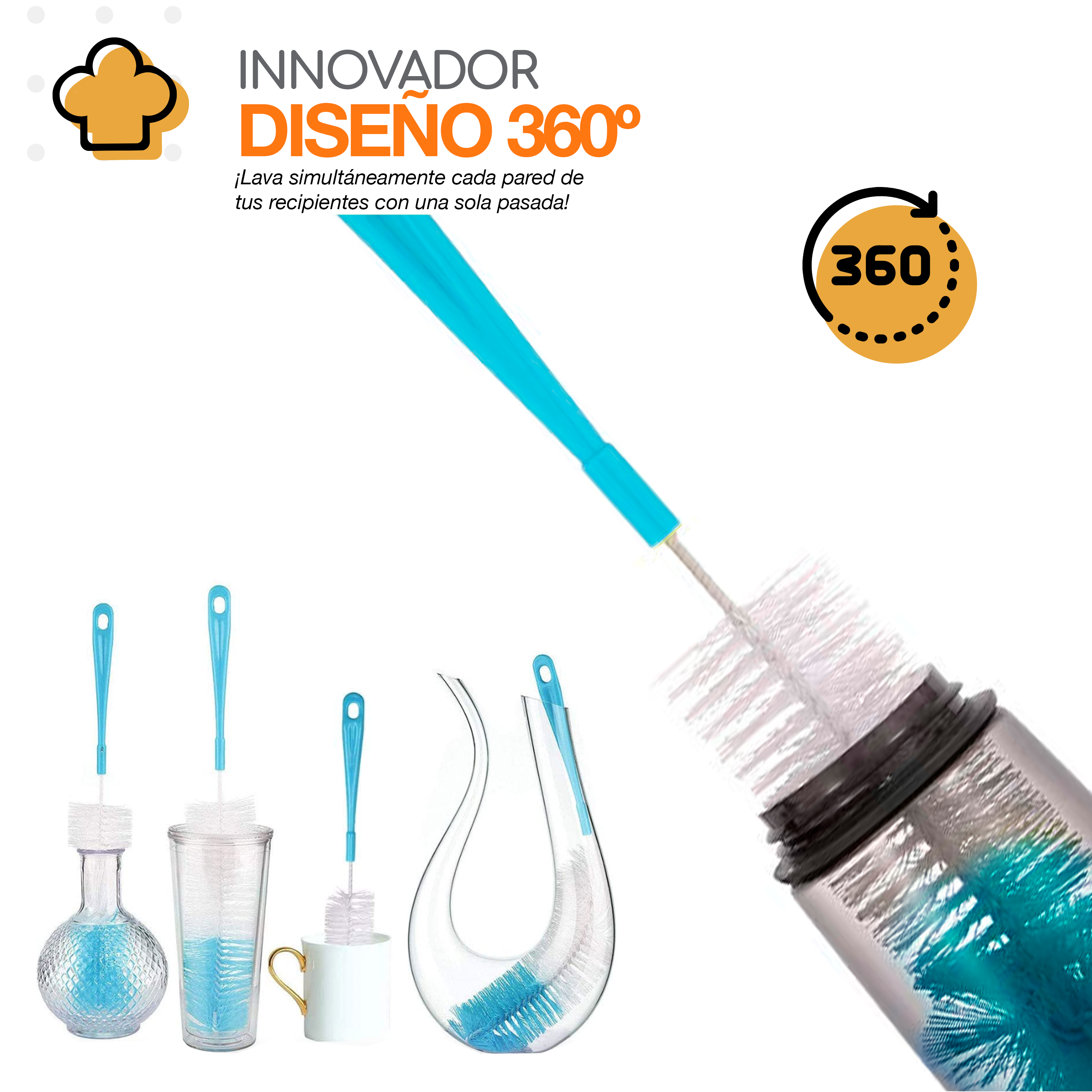 Foto 7 pulgar | Set de 5 Cepillos Bazzeff de Limpieza para Cocina Azul