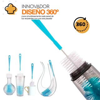 Foto 6 | Set de 5 Cepillos Bazzeff de Limpieza para Cocina Azul