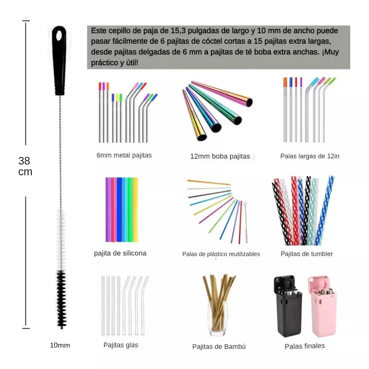 Foto 6 pulgar | 5 Cepillos de Limpieza para Botellas Belug color Blanco