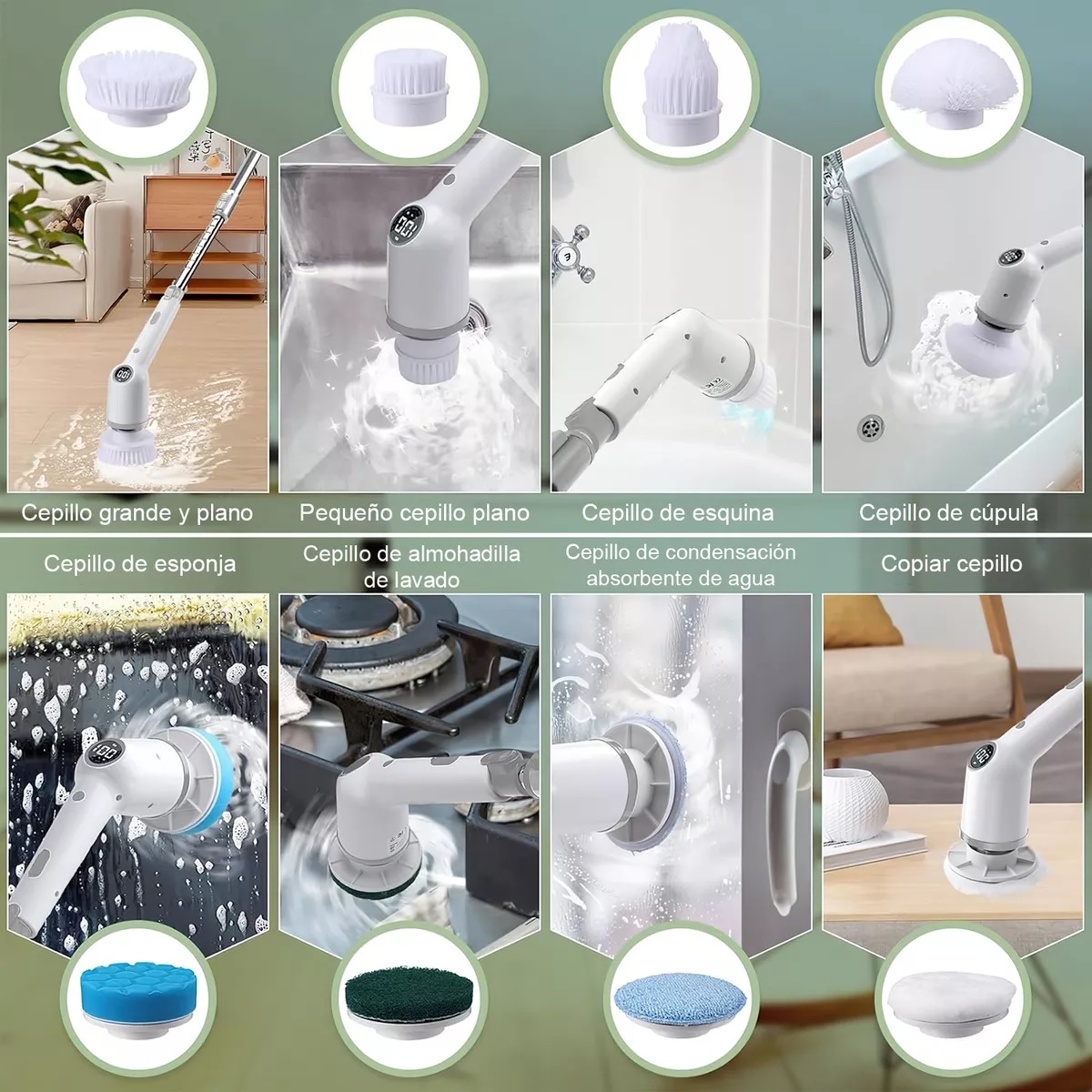 Foto 5 pulgar | Cepillo De Limpieza De Baño Eléctrico 9 En 1 Eo Safe Imports Esi-13624 Blanco