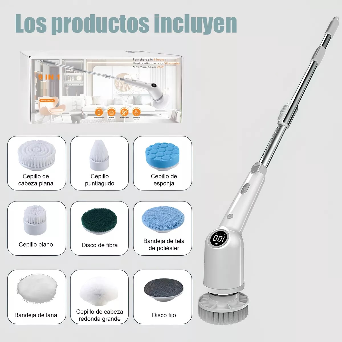 Foto 5 | Cepillo De Limpieza De Baño Eléctrico 9 En 1 Eo Safe Imports Esi-13624 Blanco