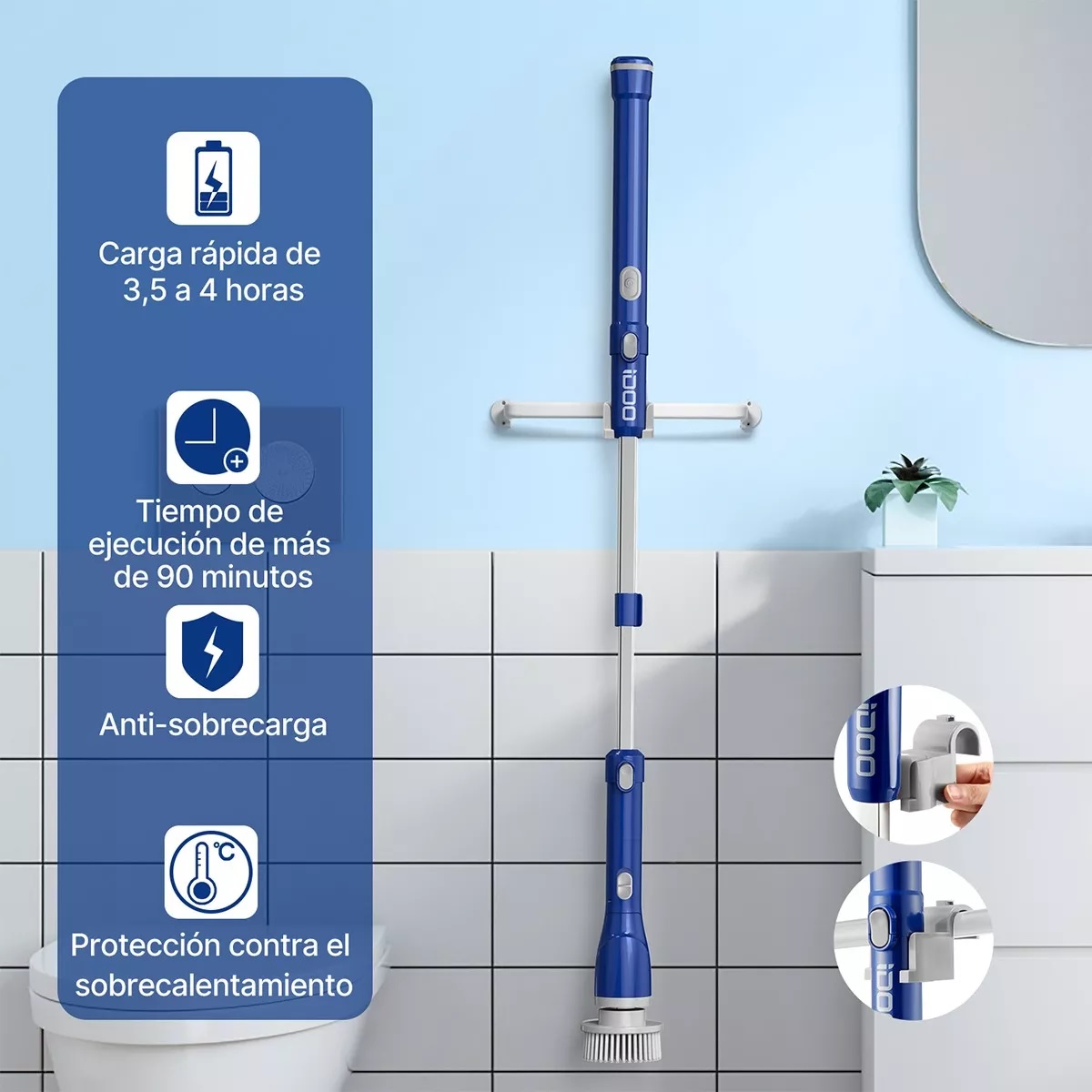 Foto 5 pulgar | Cepillo Eléctrico De Limpieza Recargable Para Baño Y Cocina Eo Safe Imports Esi-13628 Azul