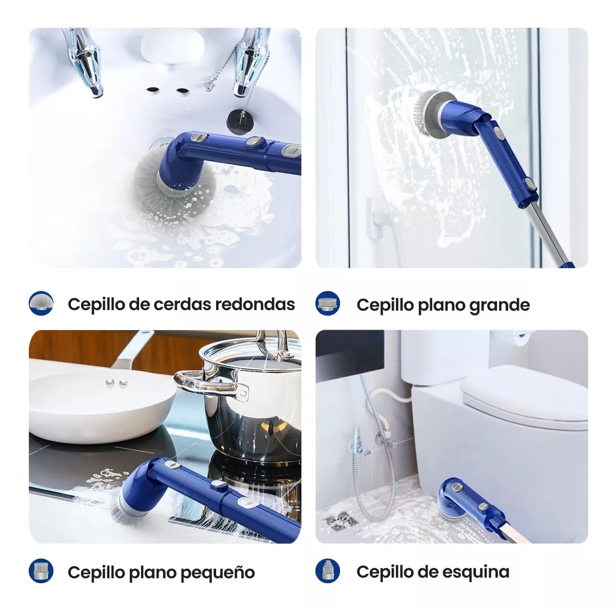 Foto 6 pulgar | Cepillo Eléctrico De Limpieza Recargable Para Baño Y Cocina Eo Safe Imports Esi-13628 Azul